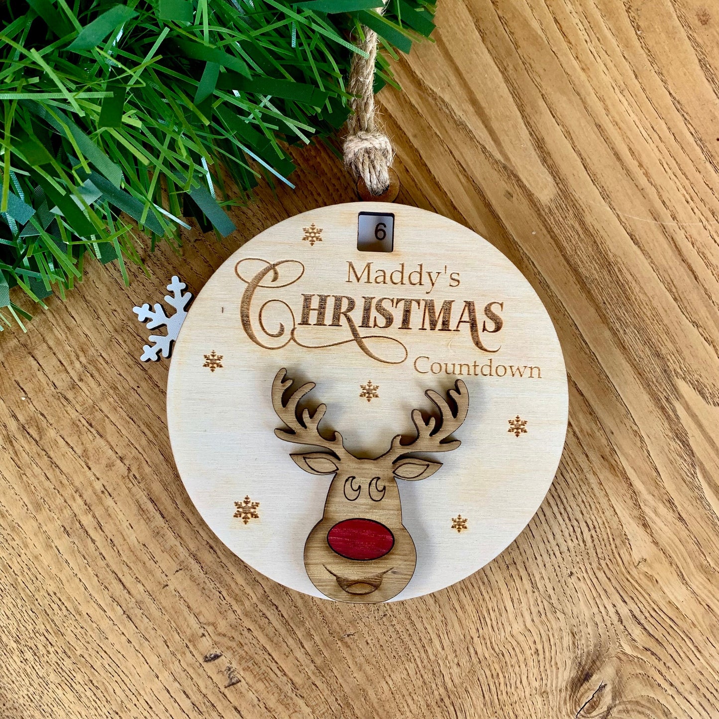 Christmas Countdown, Sliding Wooden Advent Calendar, Reindeer Reusable Xmas Calendar Personalised