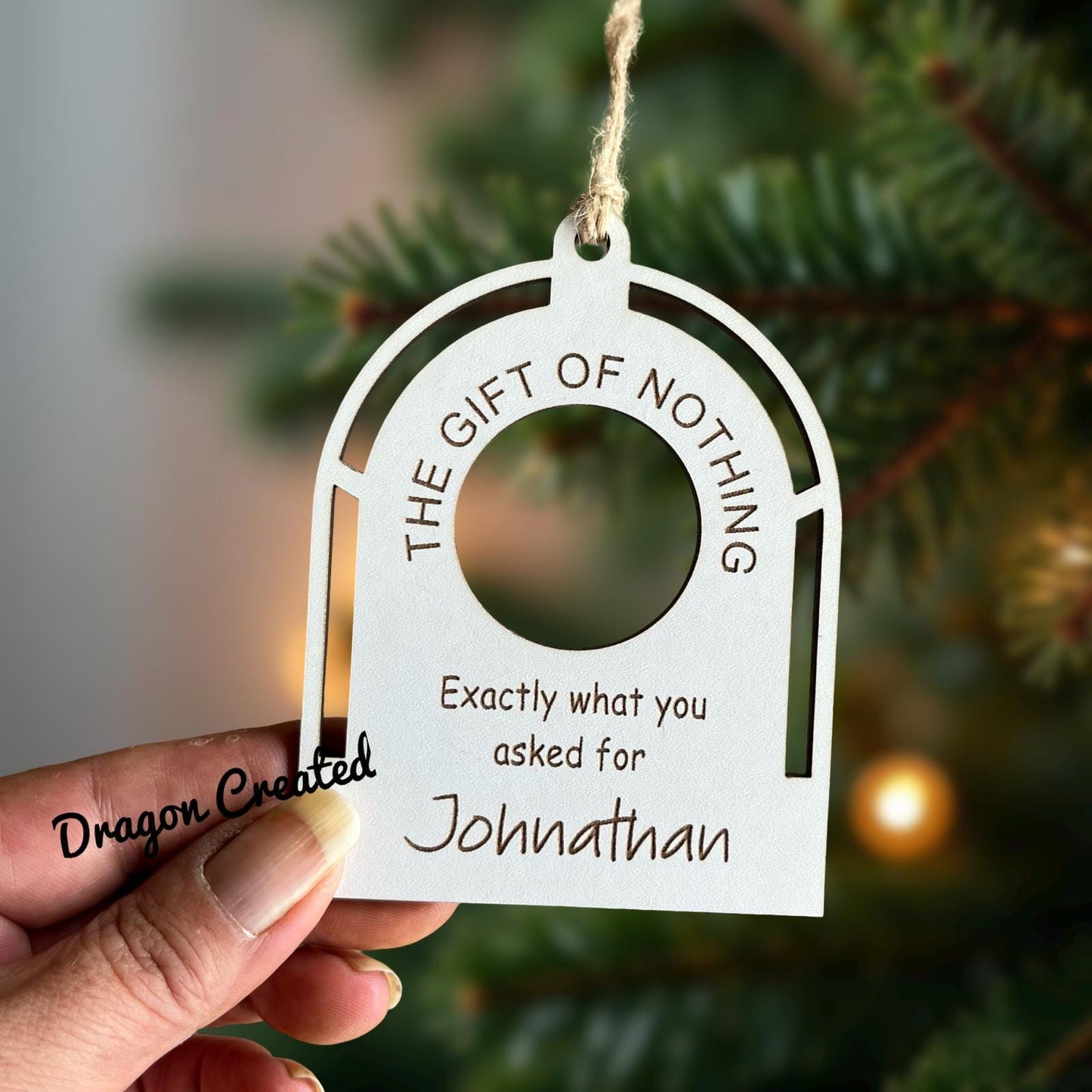 Funny 'Gift of Nothing' Bauble: Personalised Christmas Tree Ornament, Joke Gift