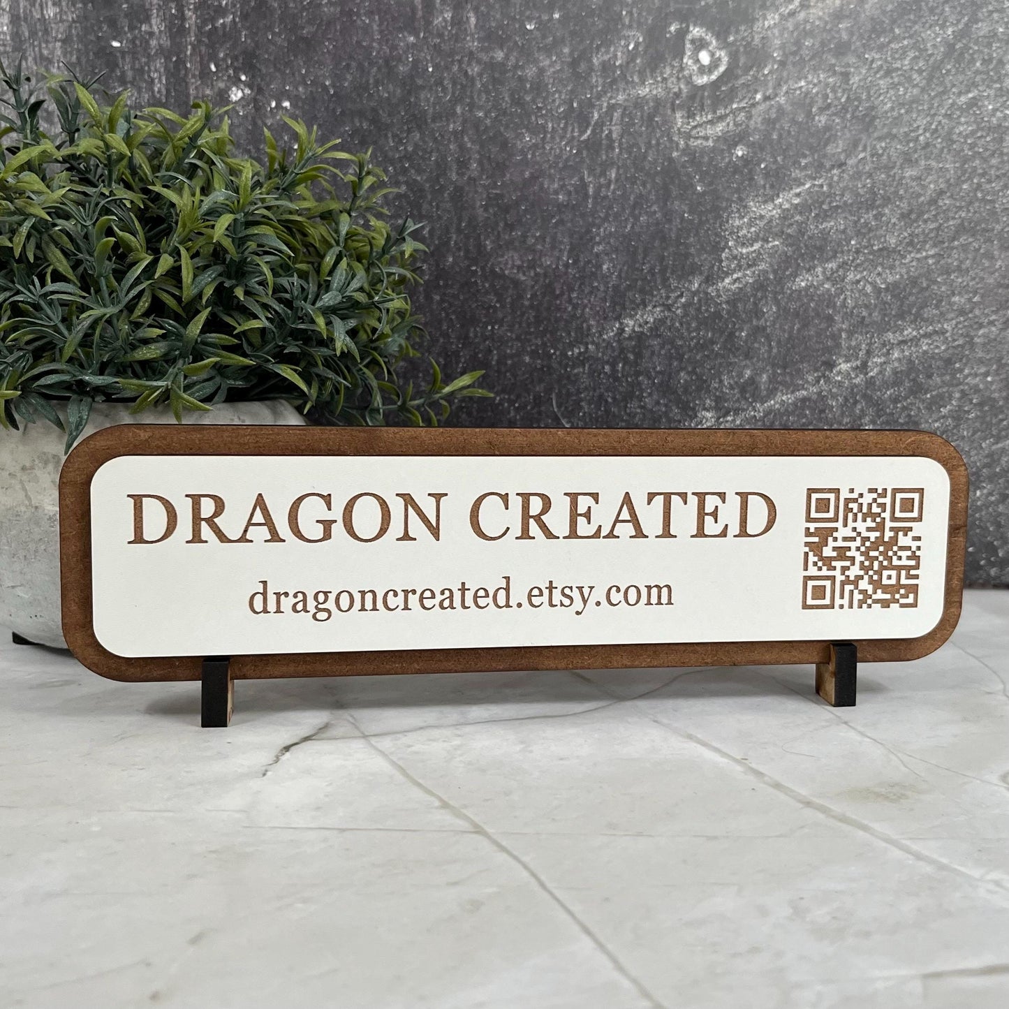 Desk QR Code Display Stand: Social Media Advertising Sign, Craft Fair Display Plaque, Table Buisness Name Sign