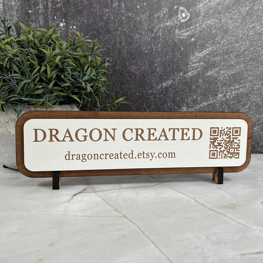 Desk QR Code Display Stand: Social Media Advertising Sign, Craft Fair Display Plaque, Table Buisness Name Sign