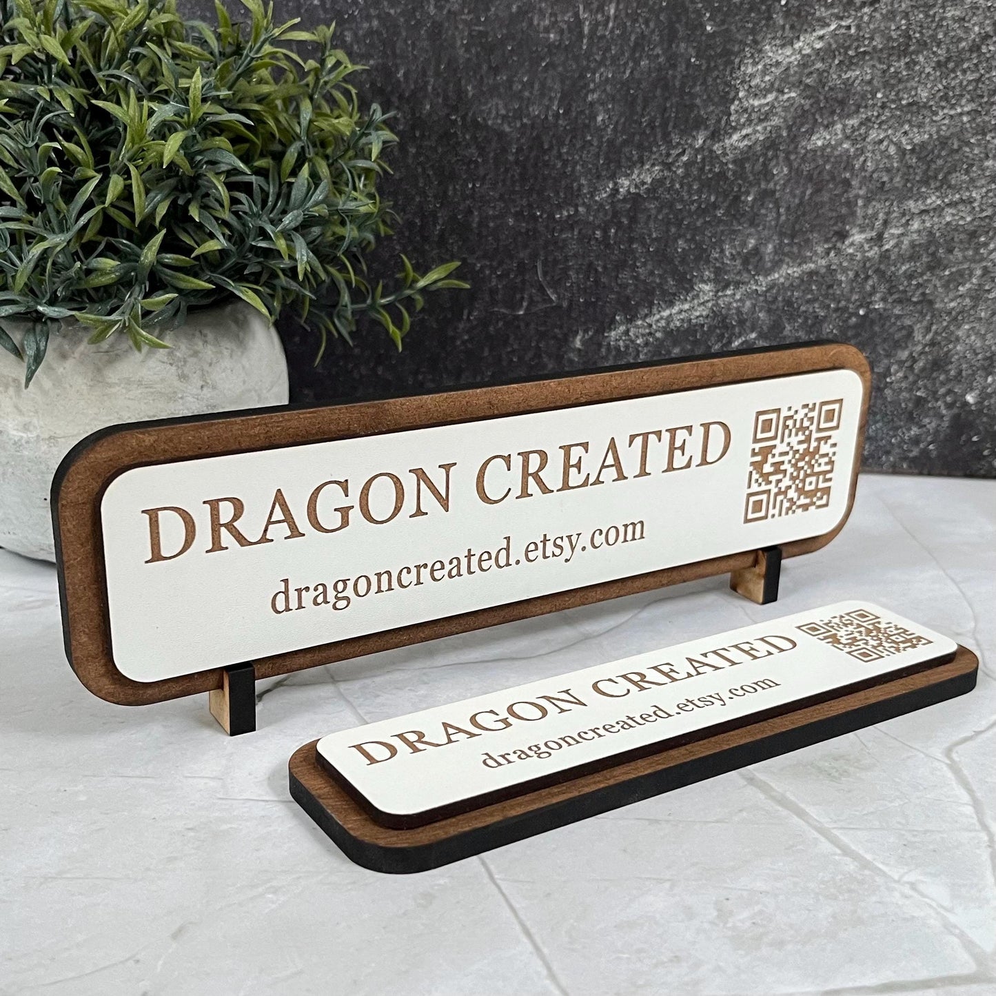 Desk QR Code Display Stand: Social Media Advertising Sign, Craft Fair Display Plaque, Table Buisness Name Sign