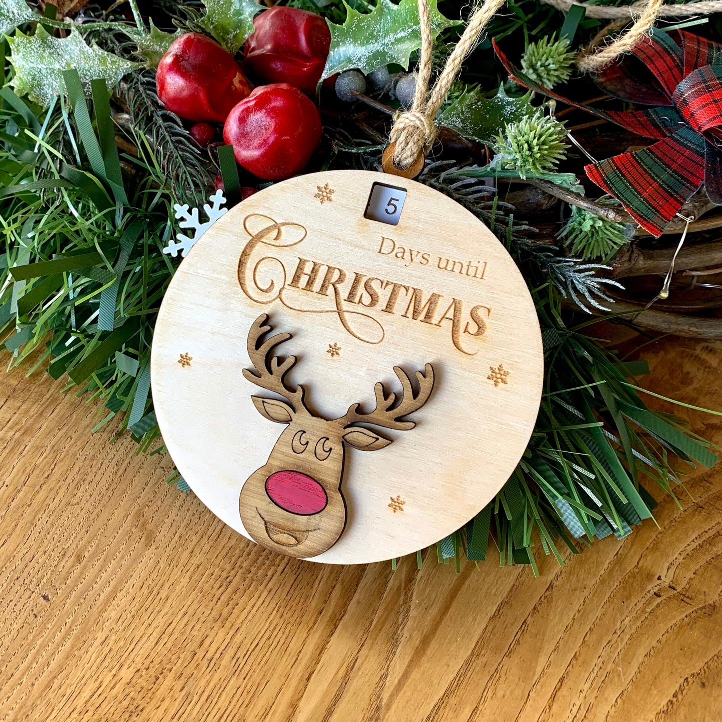 Christmas Countdown, Sliding Wooden Advent Calendar, Reindeer Reusable Xmas Calendar Personalised