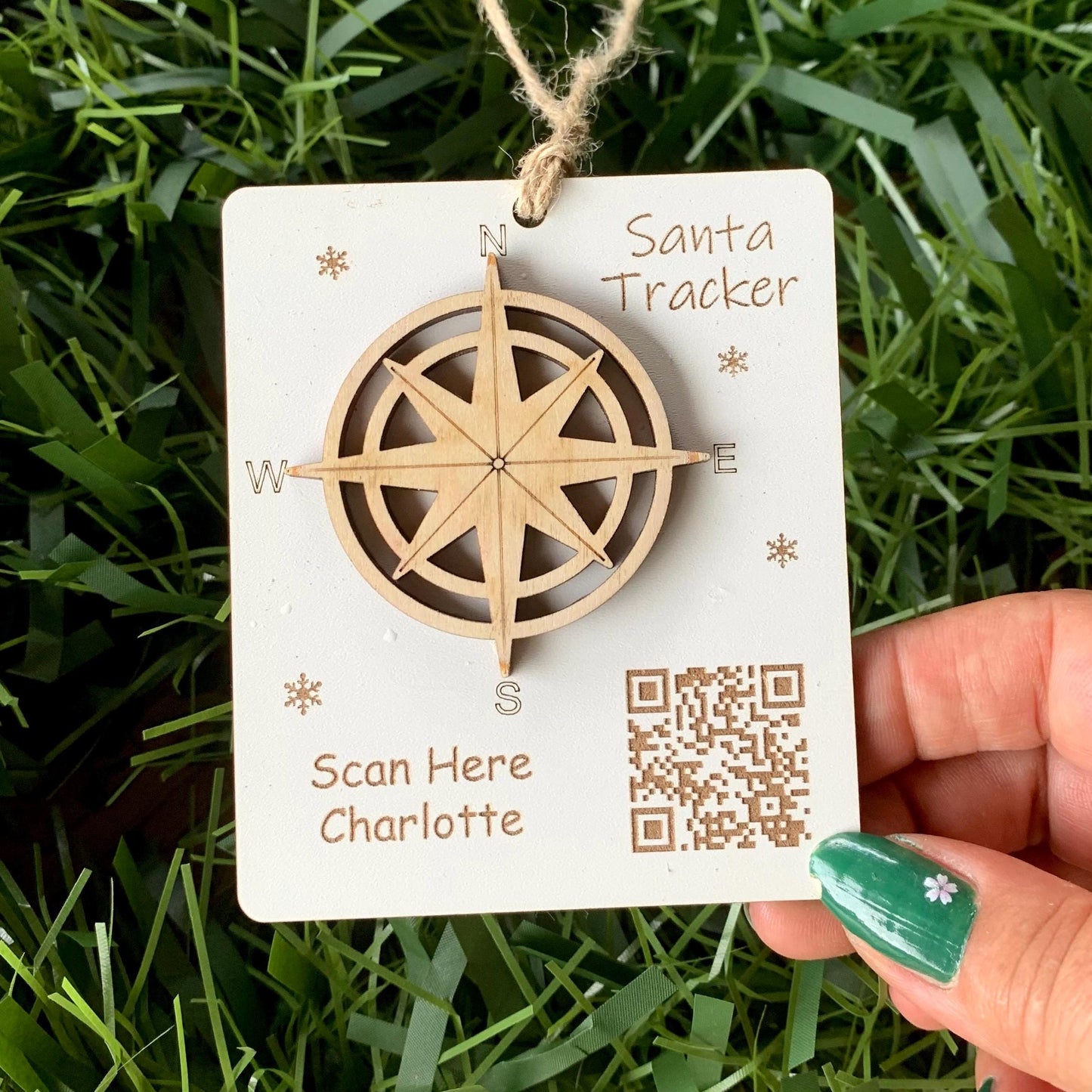 Personalised Santa Tracker Ornament: Wooden Reindeer NORAD QR Code, Christmas Decoration