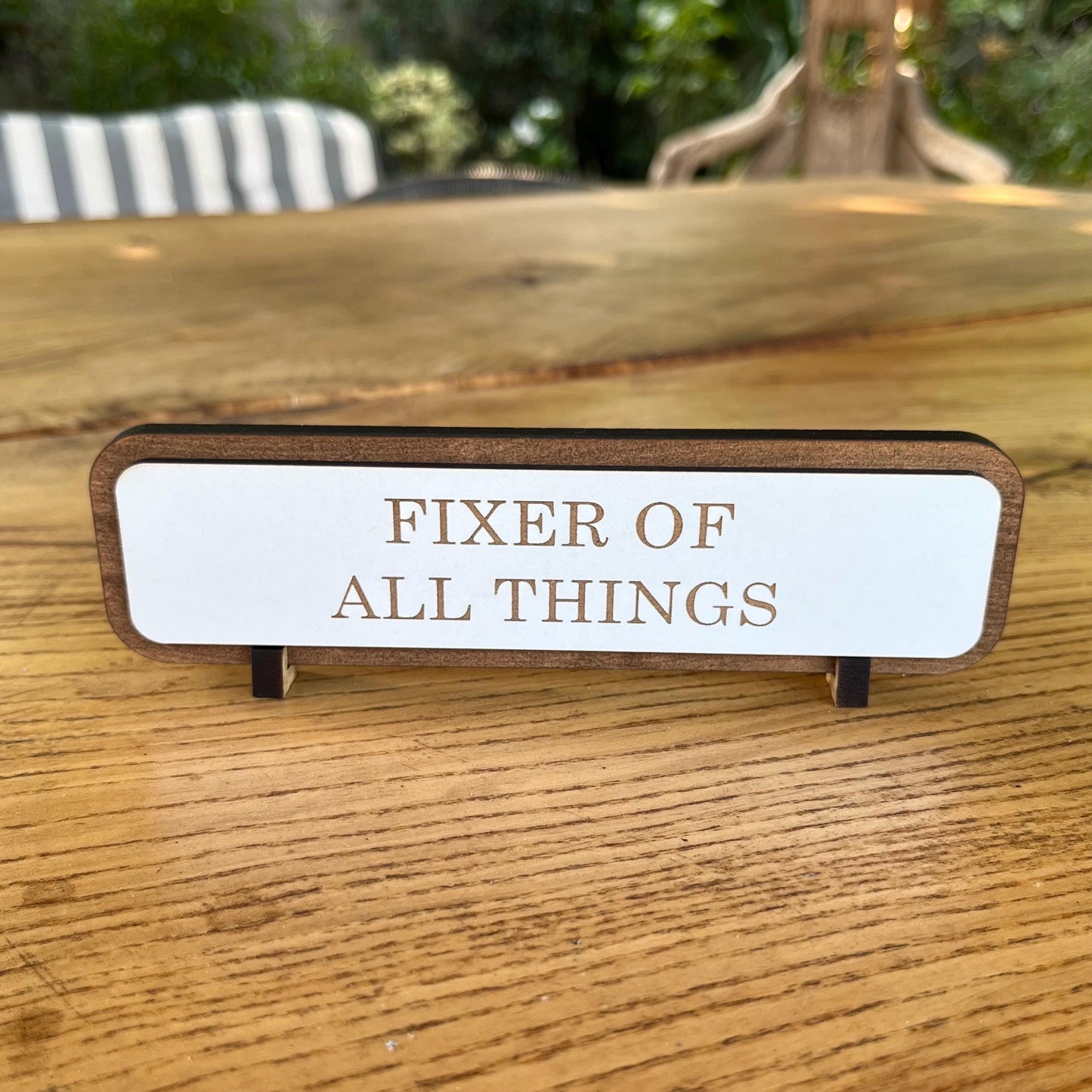 Funny Work Desk Sign, Name Plate Sign, Fixer Of All Things  Office Wooden Plaque