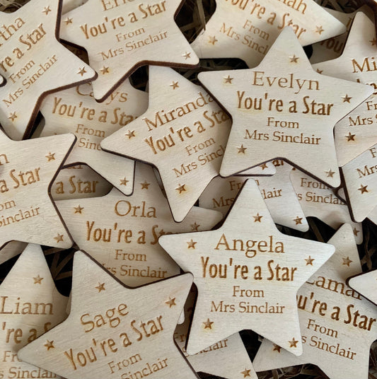 Personalized Wooden Star Gift: Teacher to Student, End of Year