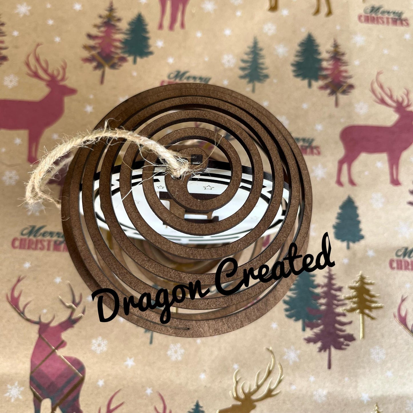 Personalised Initial Bauble: Laser Engraved Wood Ornament, Christmas Decoration, Tree Ornament.
