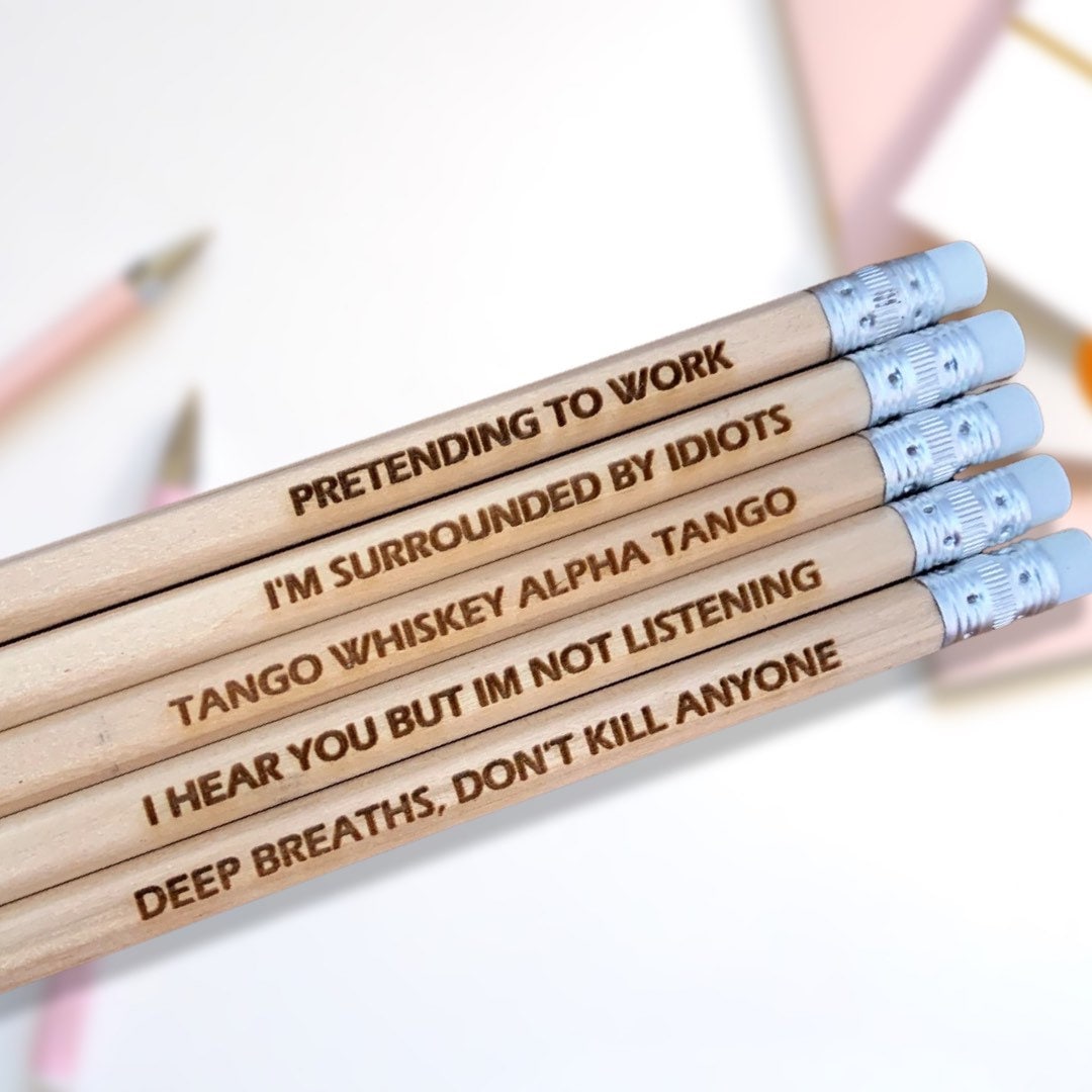 Funny Quote Pencils: Rude Office Desk Set, Novelty Gift