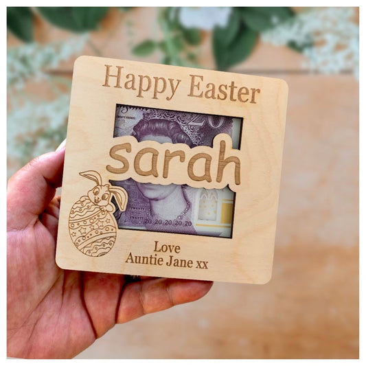 Personalised Easter Money Holder: Engraved Wooden Gift Envelope