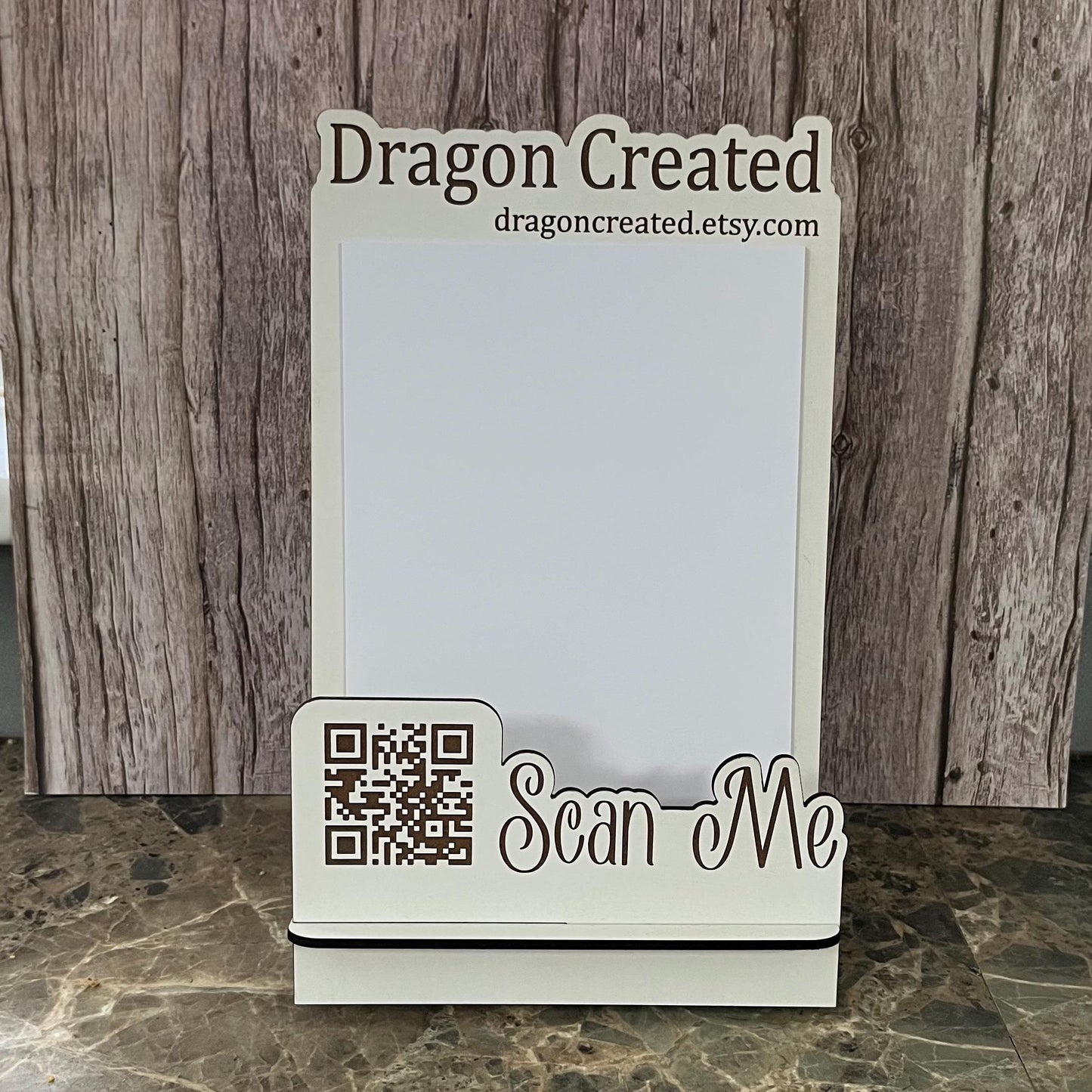 Custom QR Code Business A5 Leaflet Holder: Engraved Wooden Display, Craft Fair, Desk