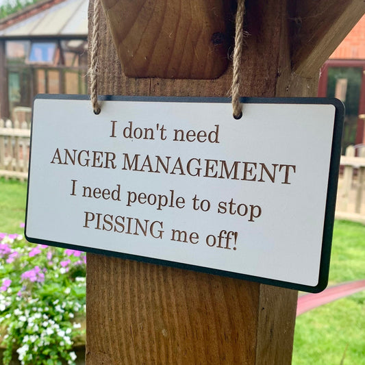Funny Wooden Sign, Insulting decor, Rude Quote, I don’t need anger management, House Plaque