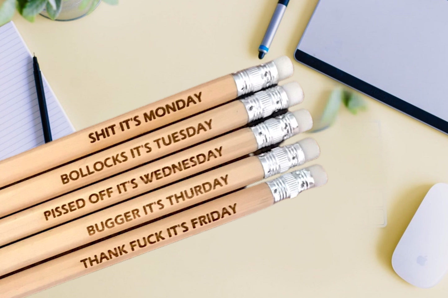 Rude Swear Word Pencils: Funny Office Novelty Gift, Days Of The Week