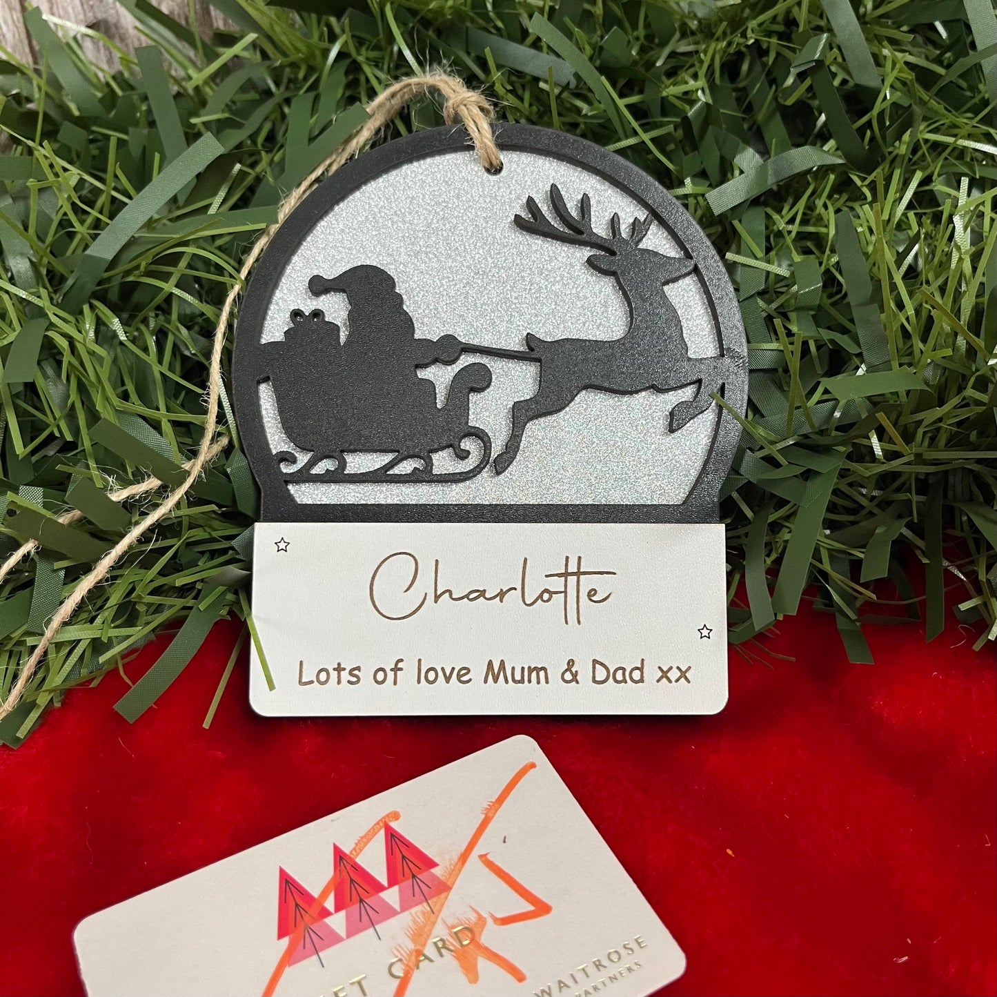 Gift Card Holder, Christmas Tree Ornament, Voucher Holder, Xmas Money Envelope, Wooden Personalised