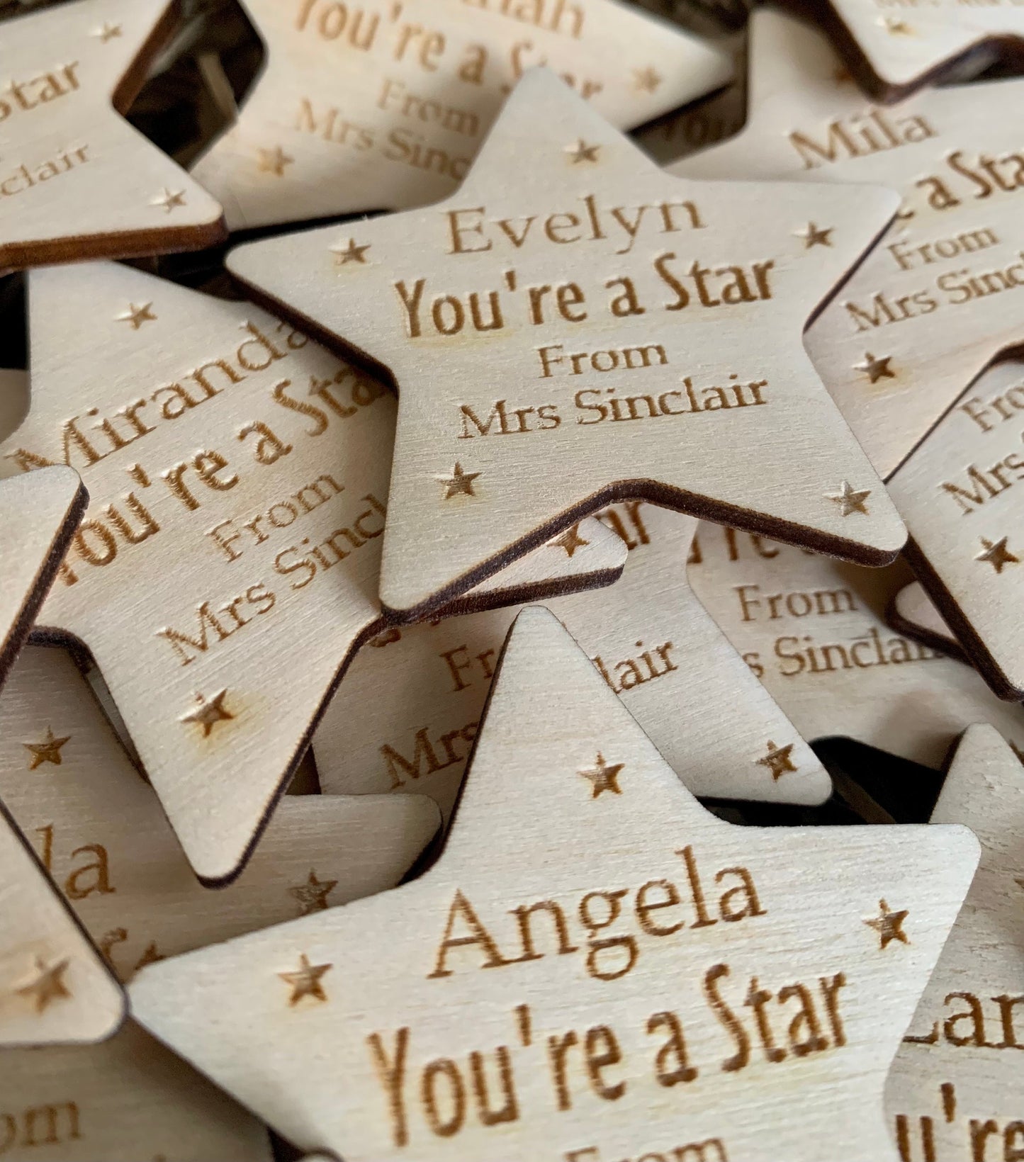 Personalized Wooden Star Gift: Teacher to Student, End of Year