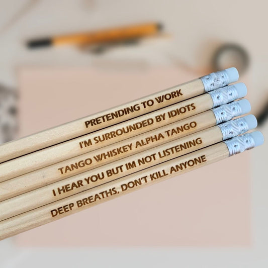 Funny Quote Pencils: Rude Office Desk Set, Novelty Gift
