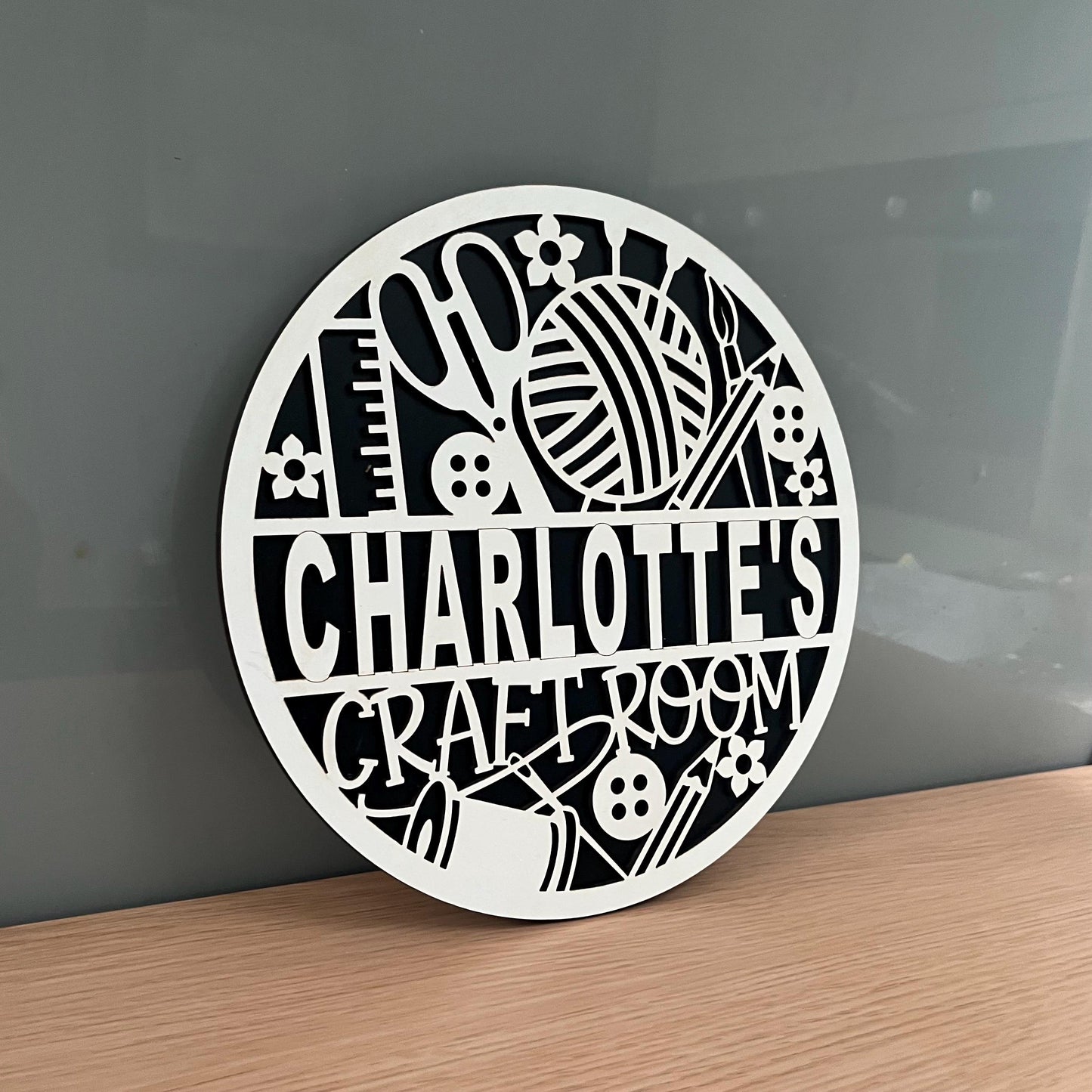 Personalised Craft Room Sign, Wooden 21cm Sign, Door Wall Plaque.