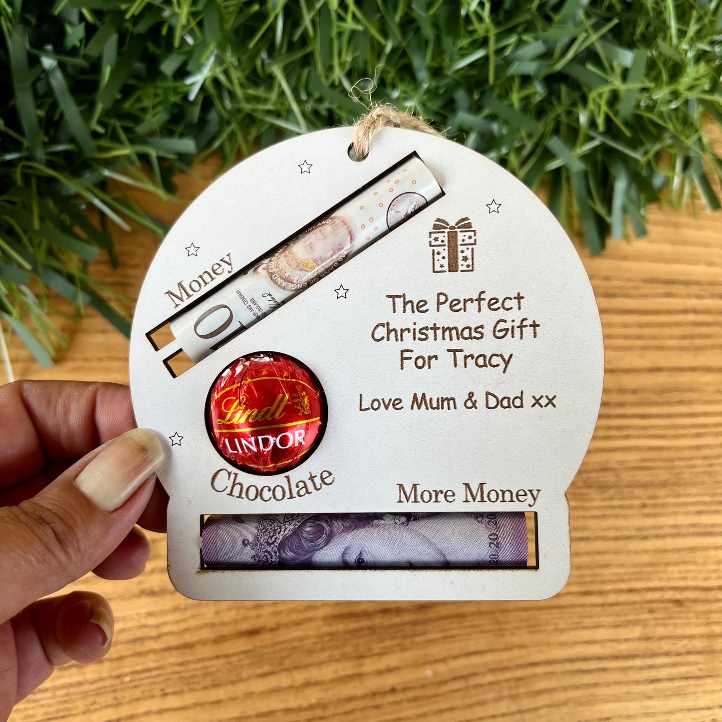 Christmas The Perfect Gift, Chocolate & Cash Gift, Reindeer Chocolate Holder, Money Holder Wallet, Children Christmas Personalised Envelope.