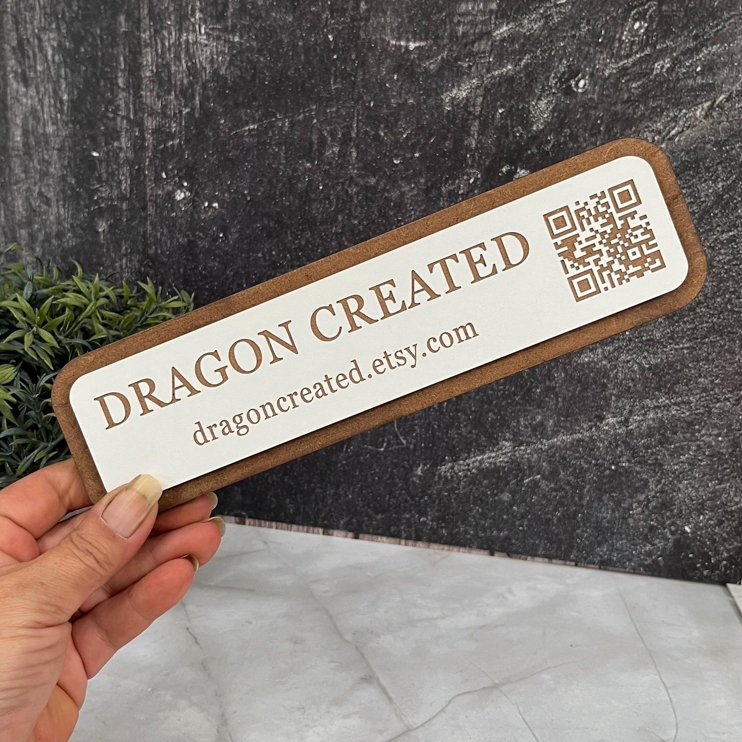 Desk QR Code Display Stand: Social Media Advertising Sign, Craft Fair Display Plaque, Table Buisness Name Sign