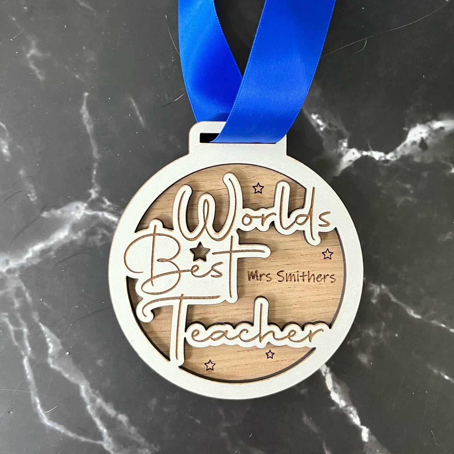 Worlds Best Teacher Wooden Medal, Award, Trophy Appreciation Medal