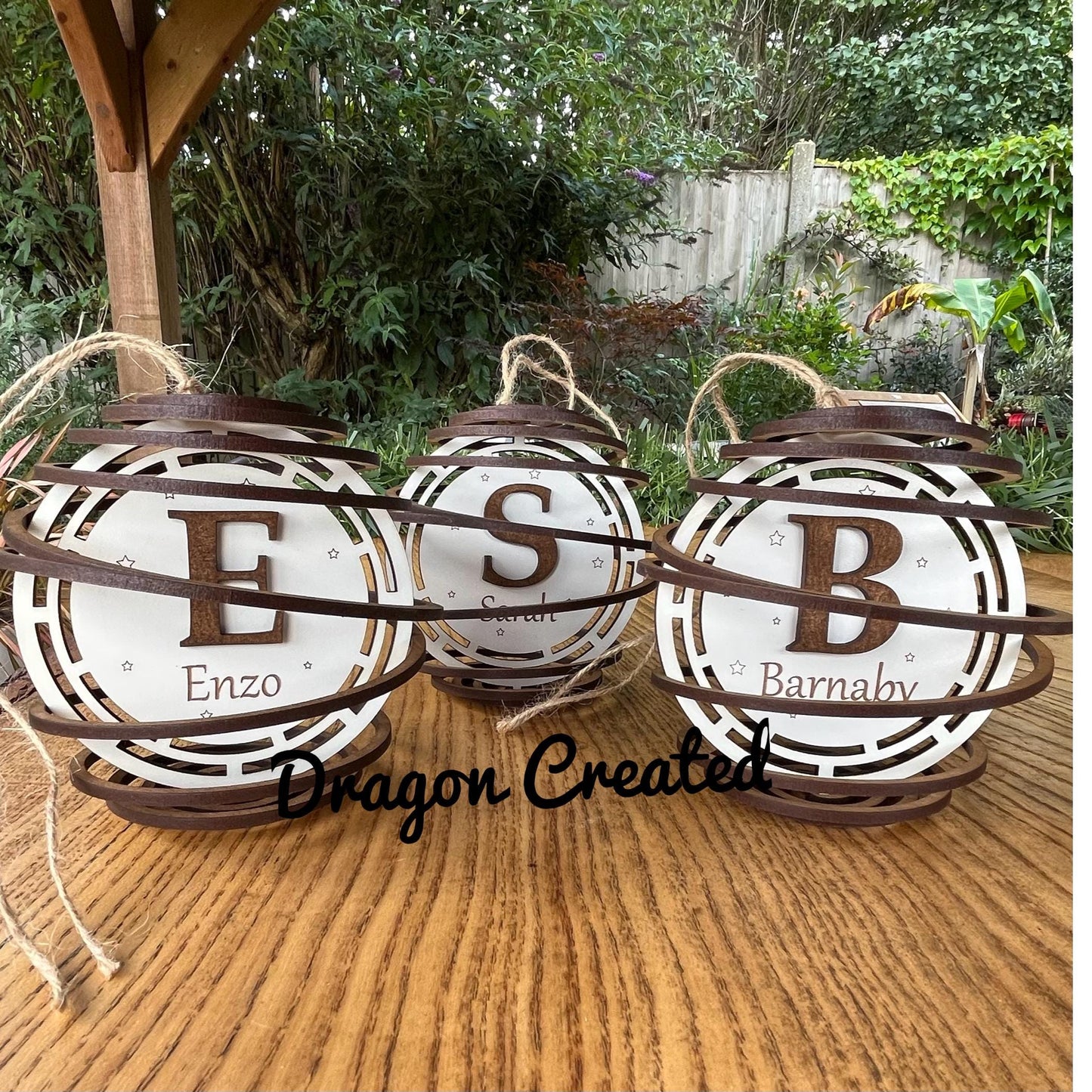 Personalised Initial Bauble: Laser Engraved Wood Ornament, Christmas Decoration, Tree Ornament.