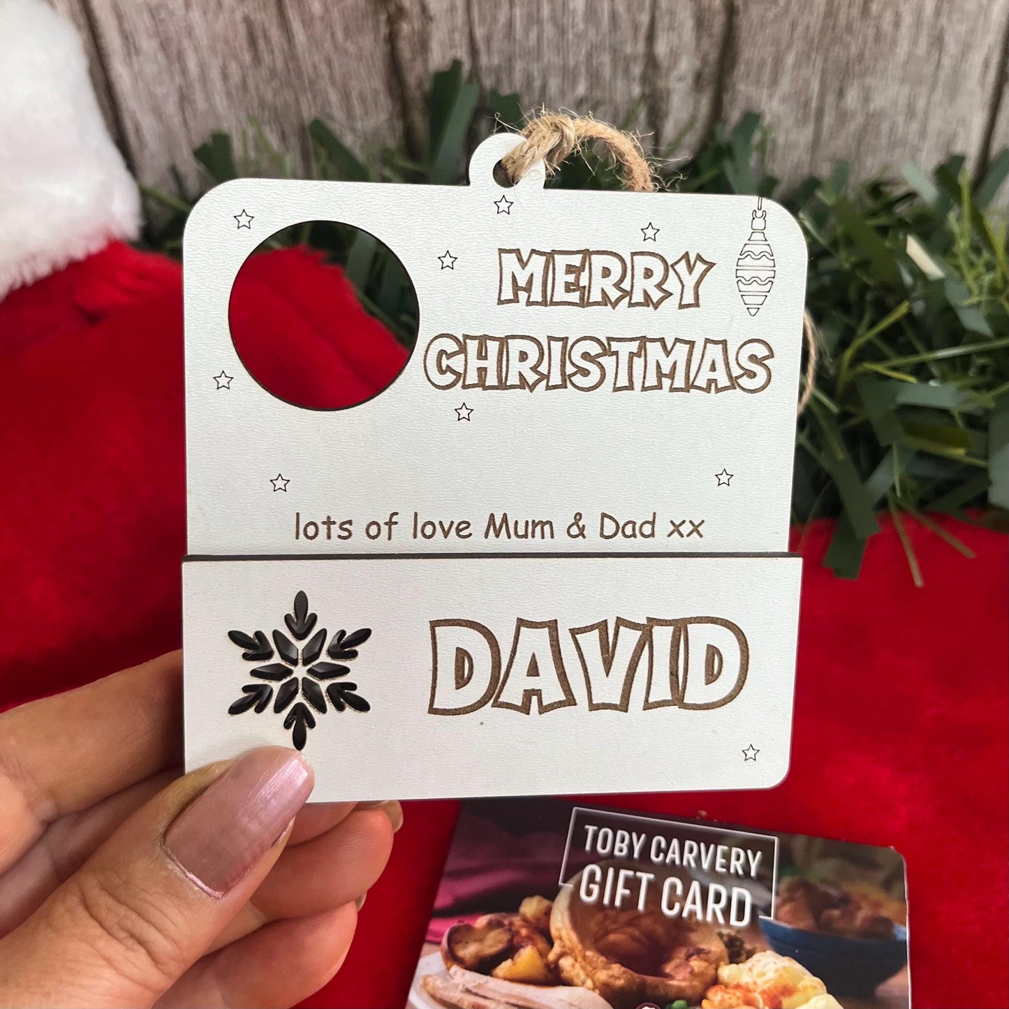 Personalised Christmas Gift Card Holder Ornament: Lindor Chocolate Envelope