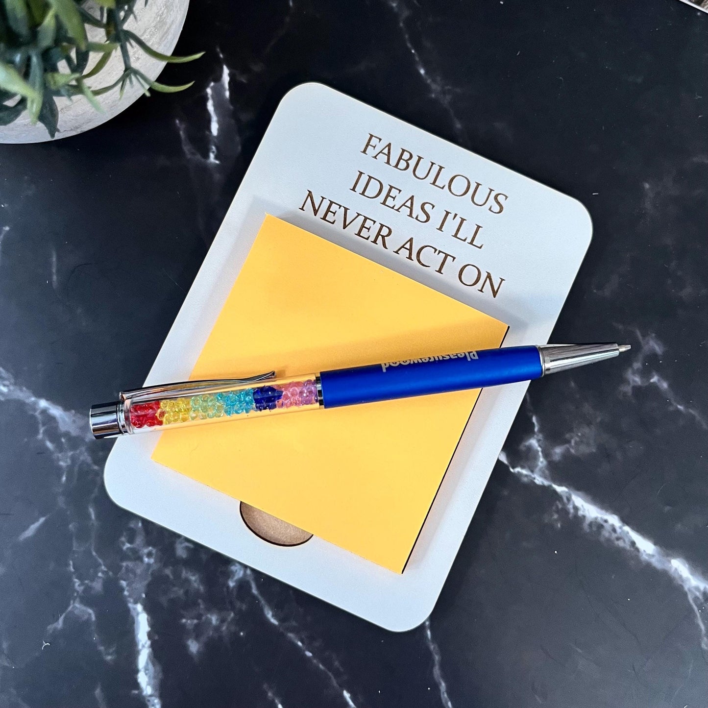 Engraved Wooden Post-It Note Holder: Sarcastic Desk Organizer