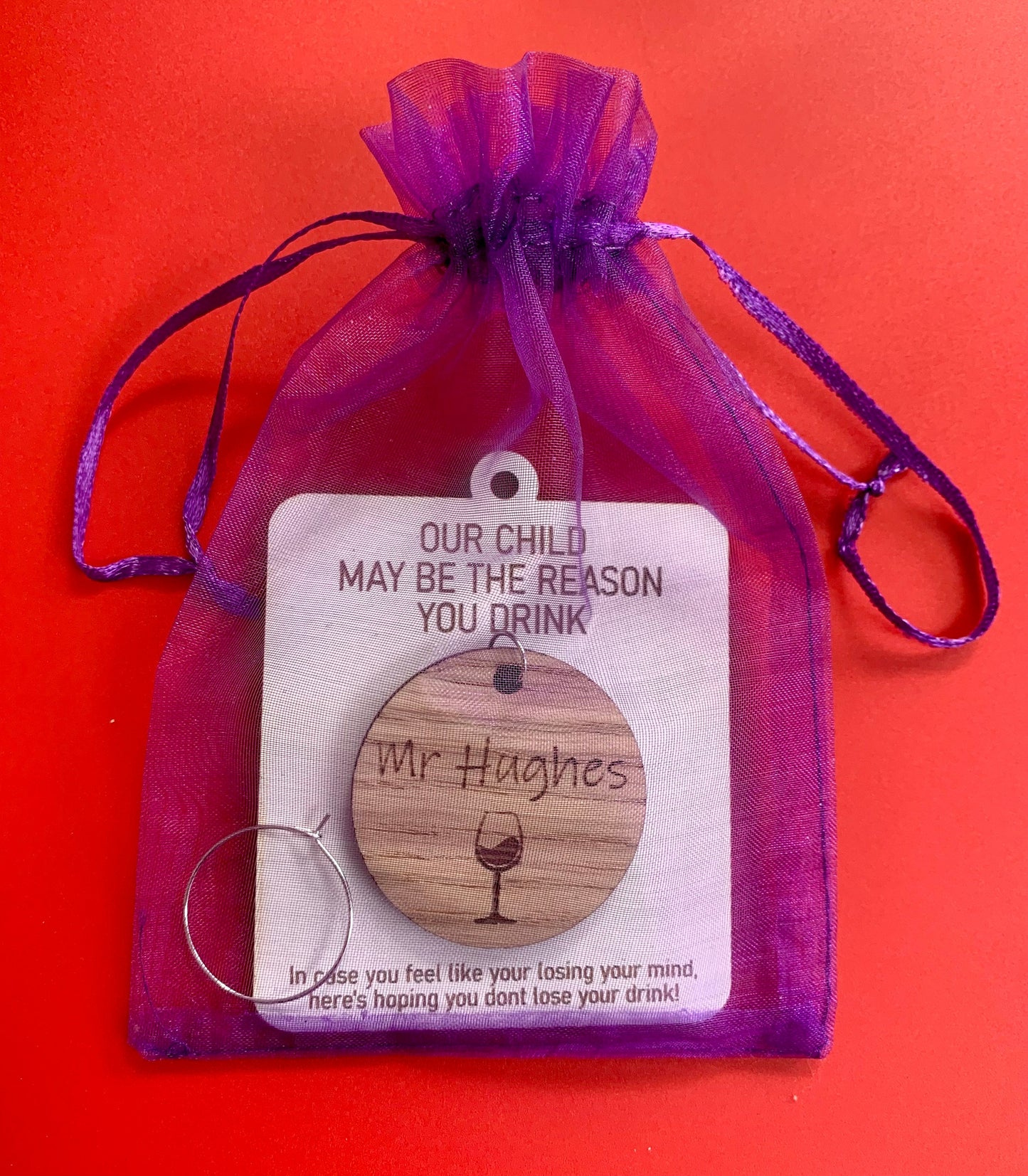 Teacher Wine Glass Charm & Bottle Tag Gift, Wine , Novelty Funny Cheeky Personalised Gift, Appreciation Gift, May Be The Reason You Drink,
