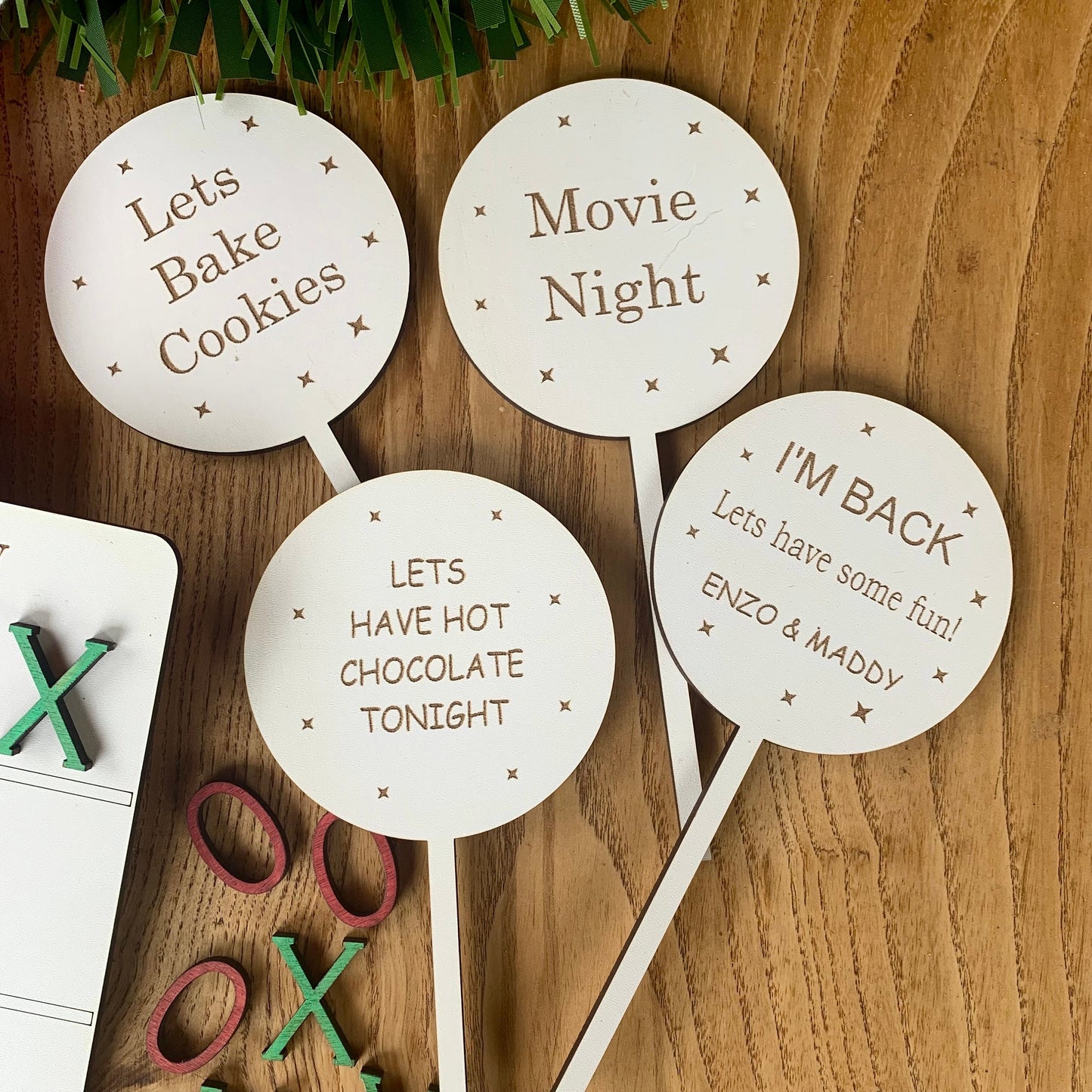 Christmas Naughty Elf Props, Xmas Elf Signs And Games. Wooden Personalised Signs