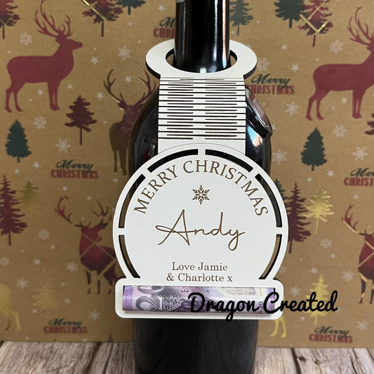 Wine Tag With Money Holder, Christmas, Wooden Money Envelope Wine Bottle Topper,
