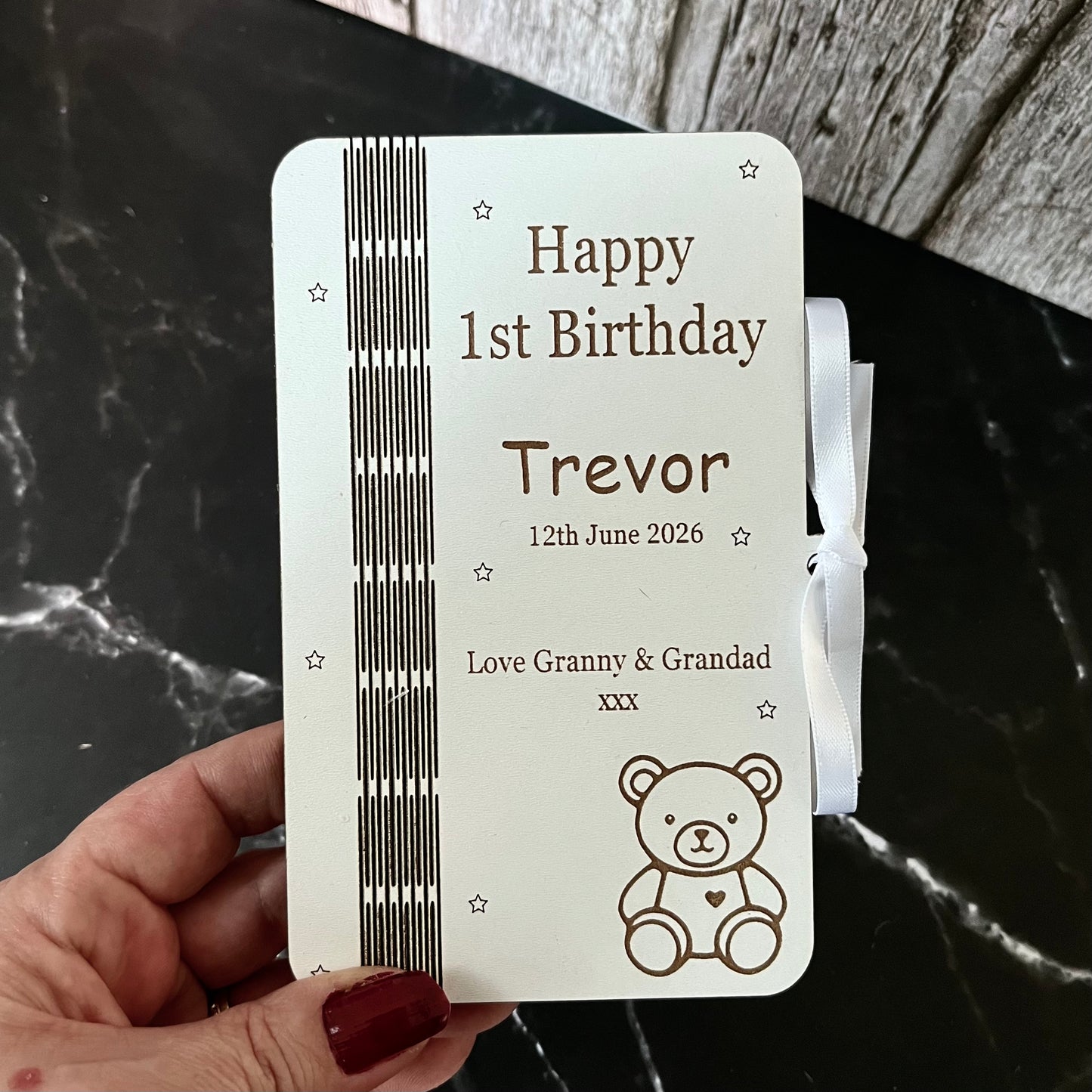 Personalised Birthday Money Holder: Wooden Cash Gift Envelope, First Birthday Wallet