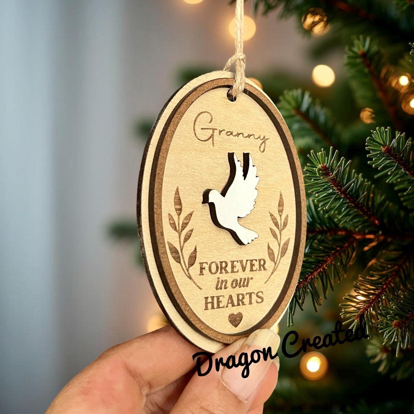 Personalised Memorial Ornament: Engraved Birch Wood Remembrance Bauble, Loved One, Christmas Decoration