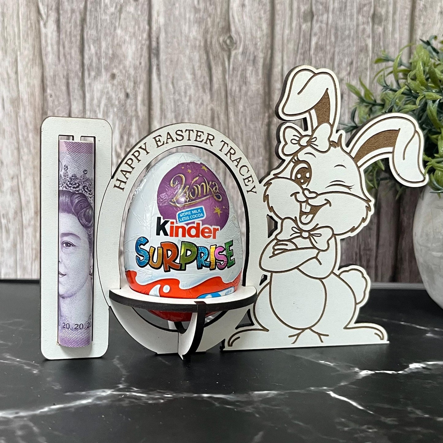 Easter Chocolate And Money Holder: Personalised Easter Envelope, Chocolate Table Stand, Cash Gift