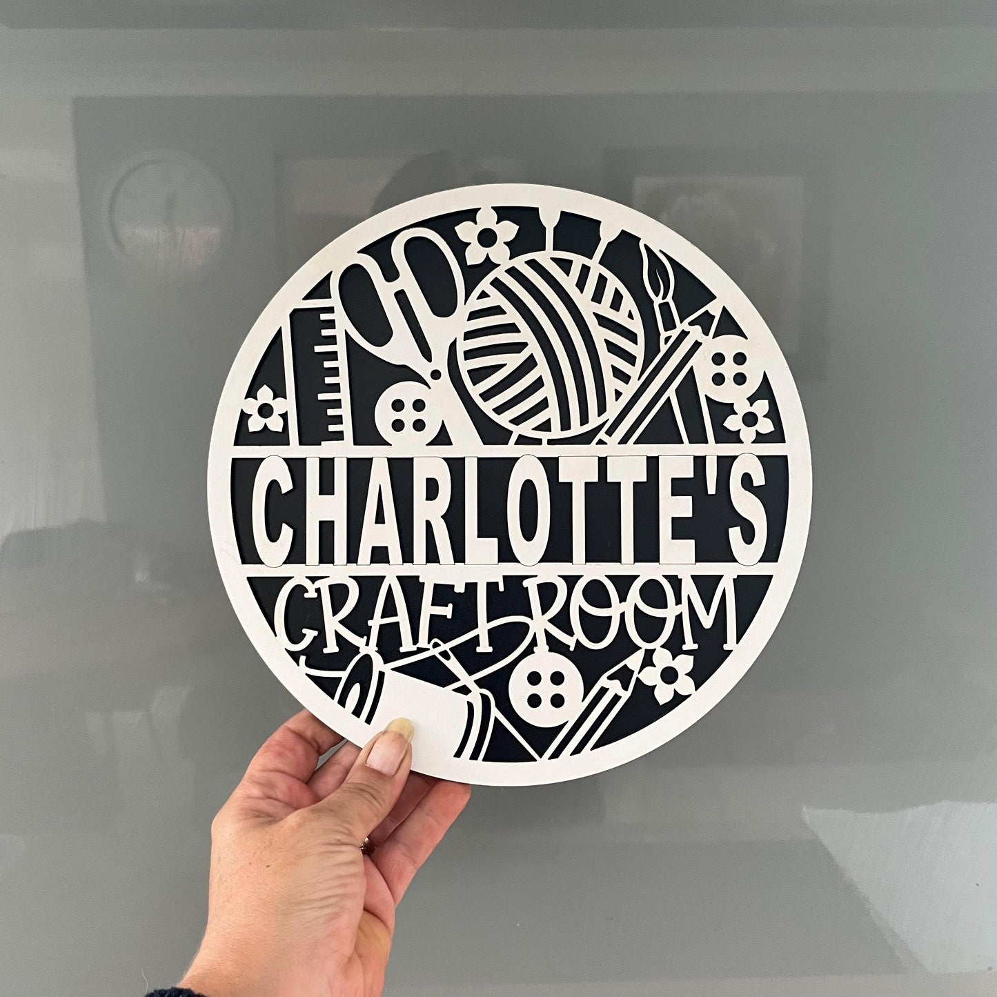 Personalised Craft Room Sign, Wooden 21cm Sign, Door Wall Plaque.