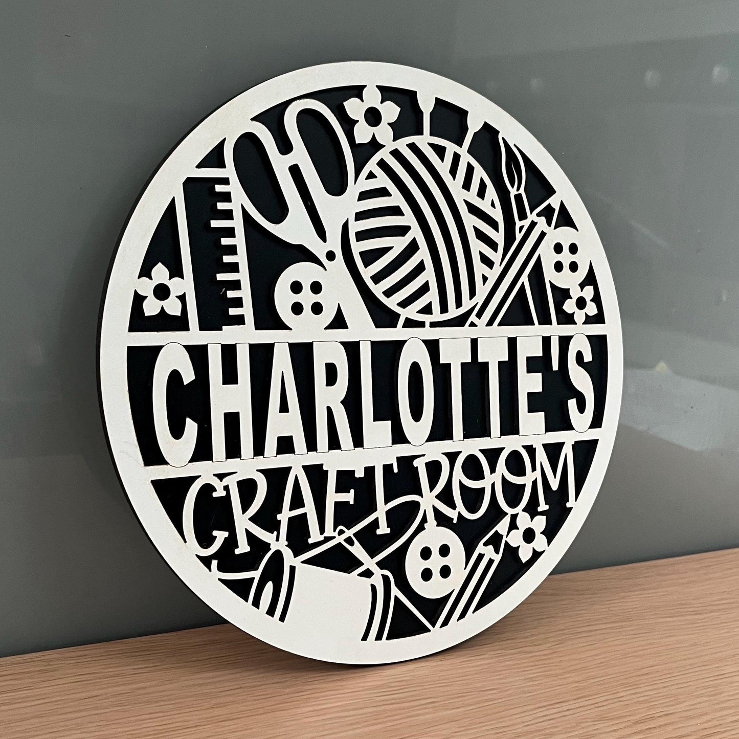 Personalised Craft Room Sign, Wooden 21cm Sign, Door Wall Plaque.