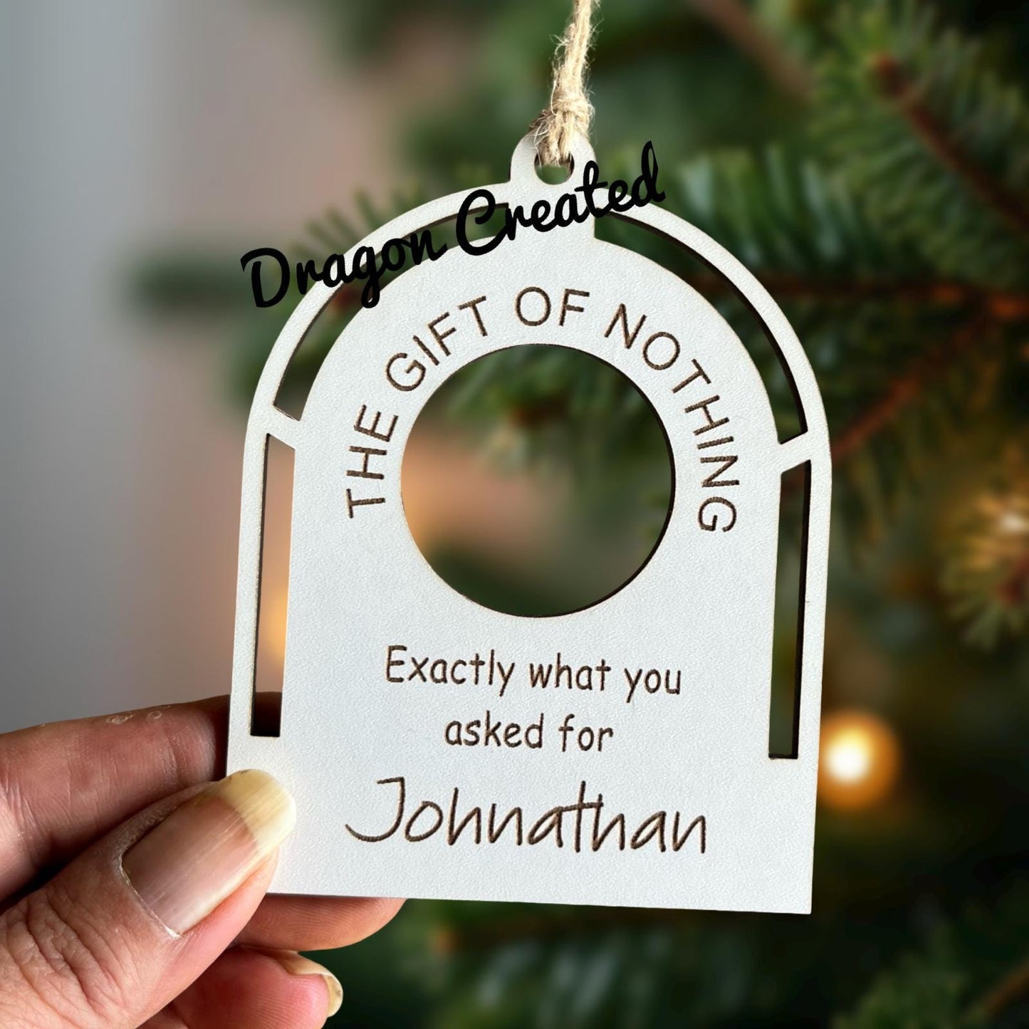 Funny 'Gift of Nothing' Bauble: Personalised Christmas Tree Ornament, Joke Gift