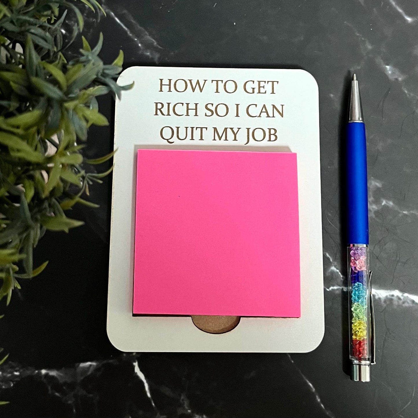 Office Note Pad, Wooden Post-It Note Holder: Funny Desk Organizer