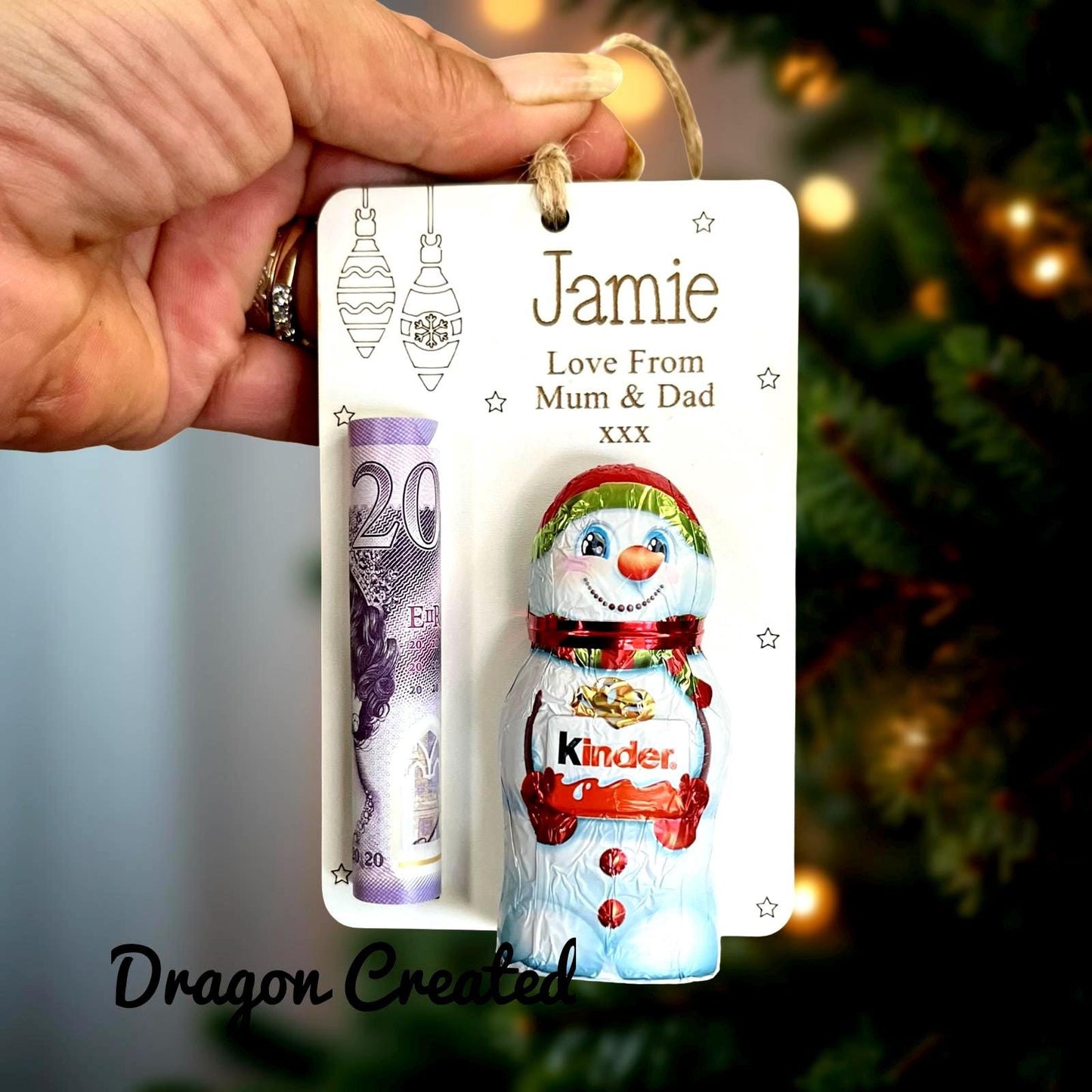 Christmas Money & Chocolate Envelope - Tree Ornament, Money Holder, Lindor Bear, Kinder Snowman
