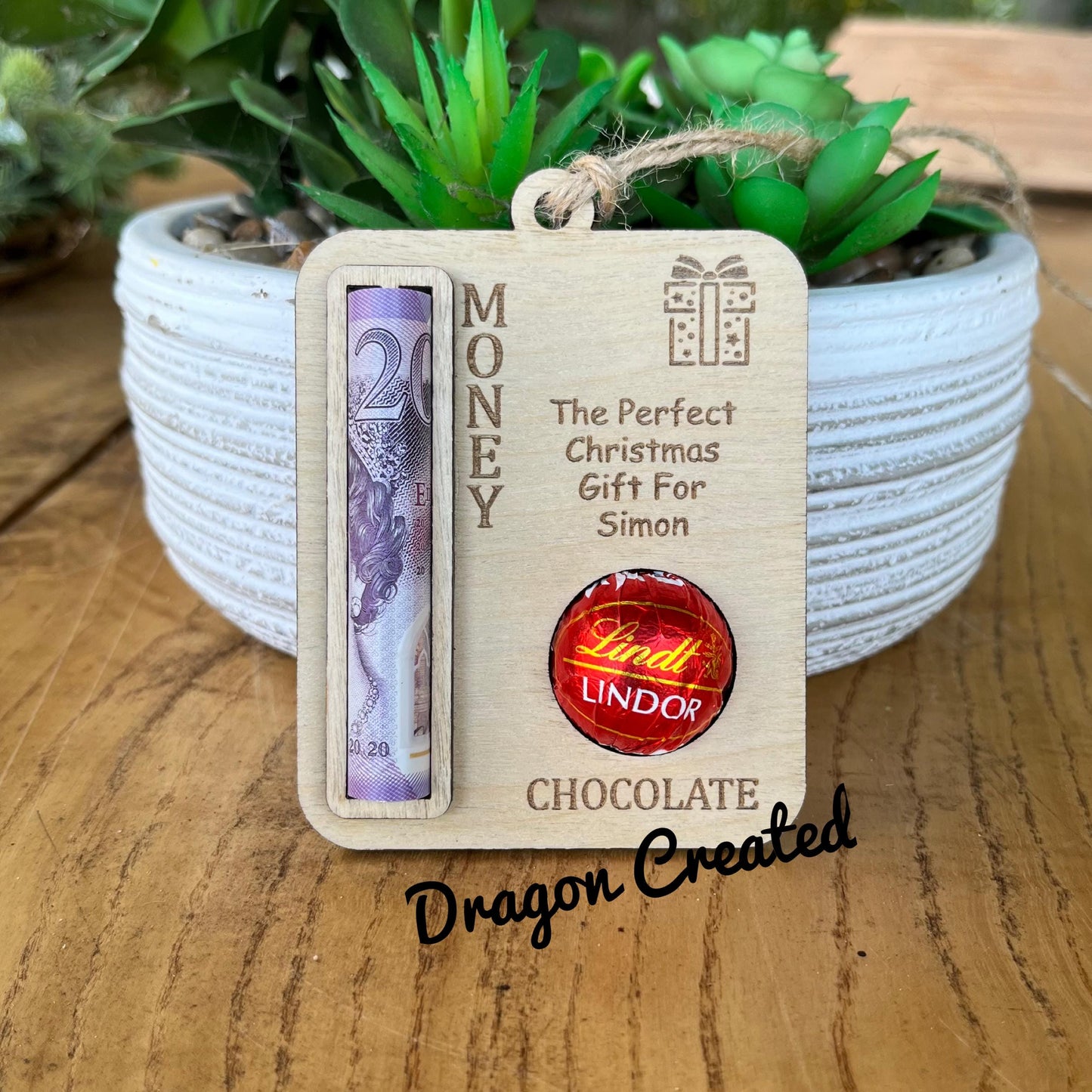 Personalised Christmas Money Holder: Lindor Chocolate And Cash Tree Decoration, Money Envelope