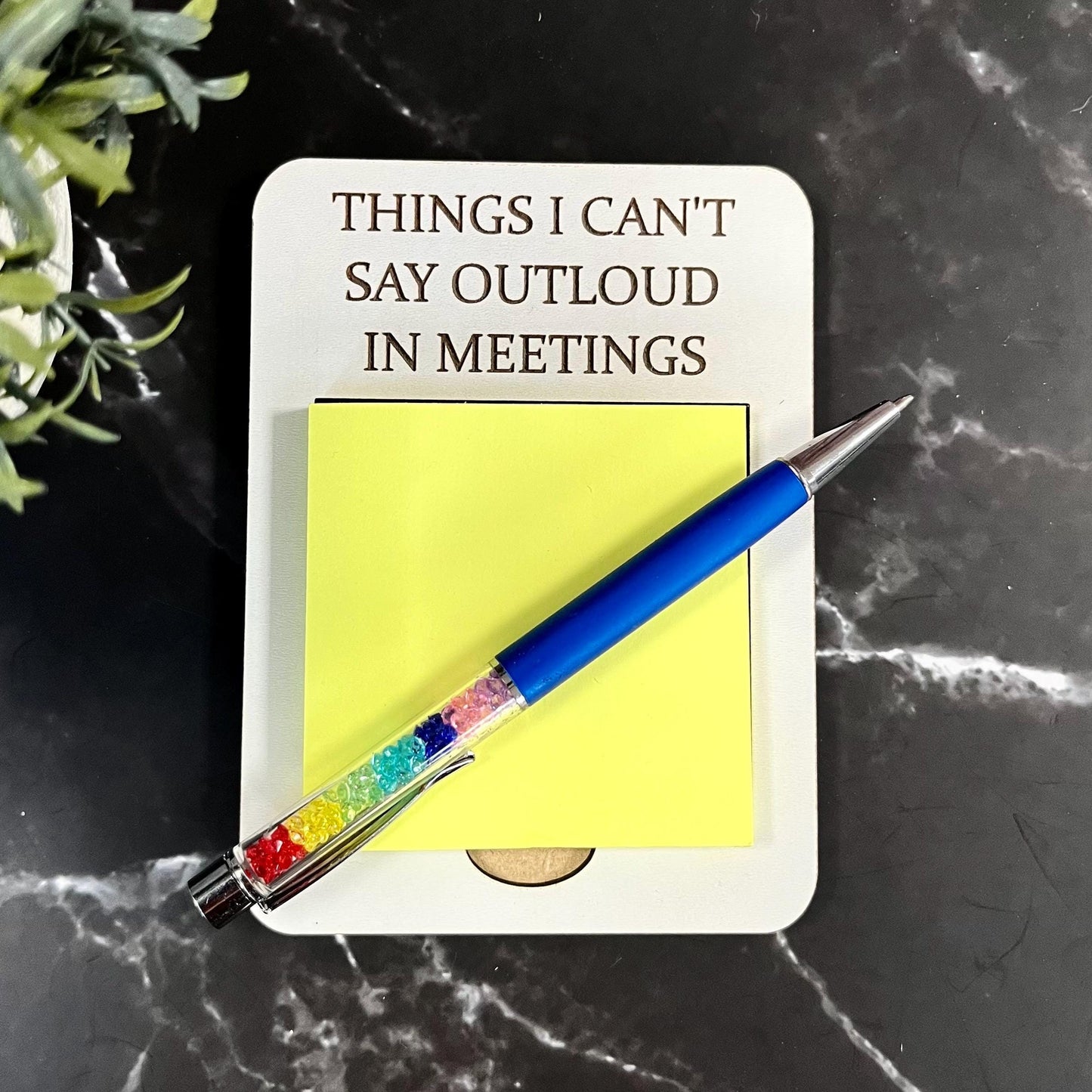 Funny Sarcastic Engraved Wooden Sticky Note Holder: Office Desk Organizer, Note Pad