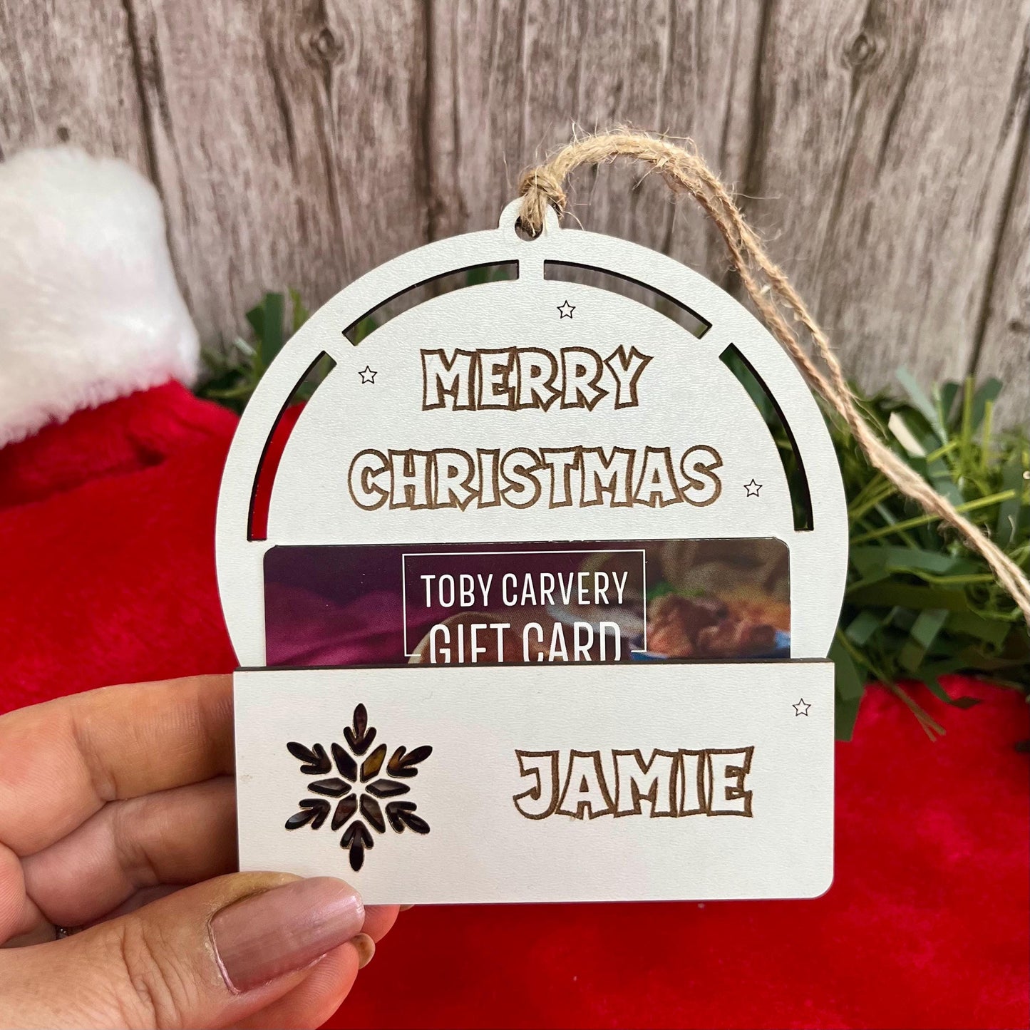 Christmas Gift Card Holder, Tree Ornament, Voucher Holder, Xmas Money Envelope, Wooden Personalised