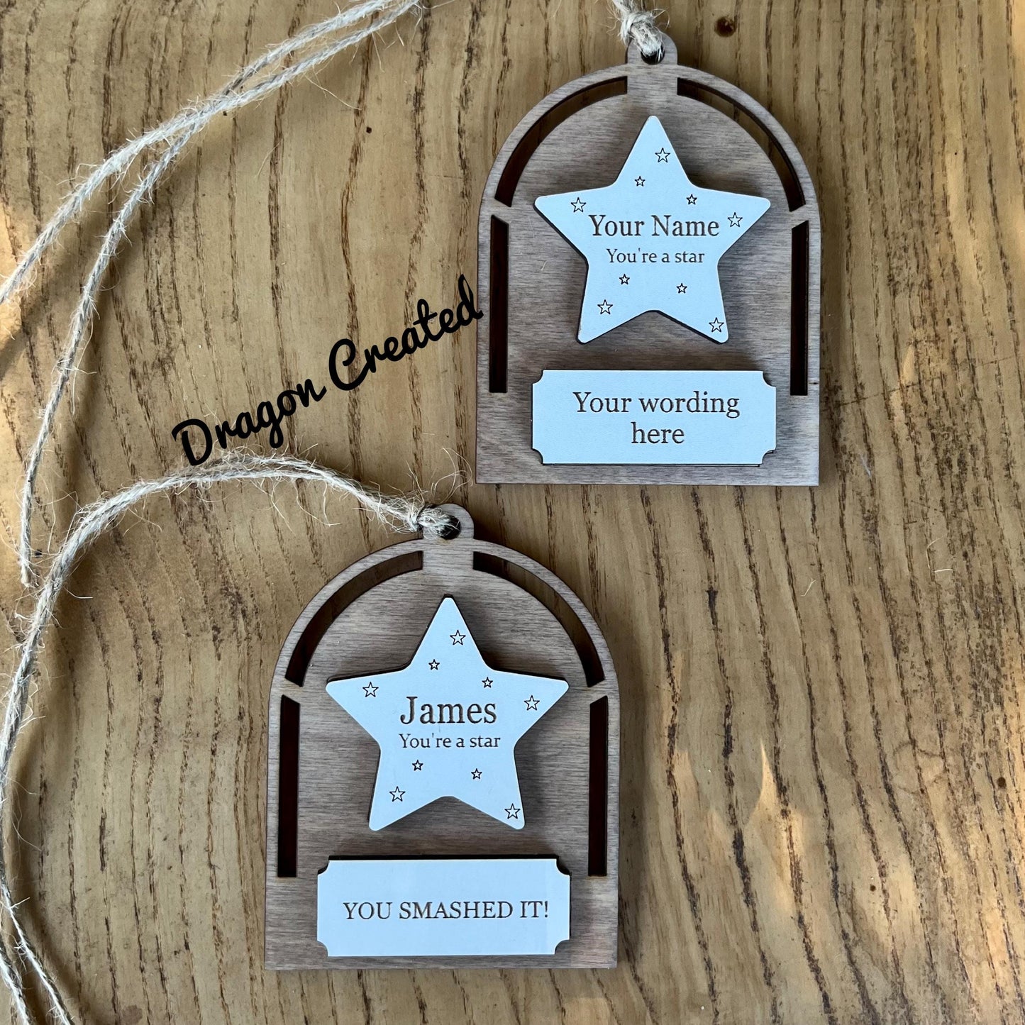 Personalised Wooden Star Gift: Teacher Appreciation, Congratulations Achievement Award,  Exam Success