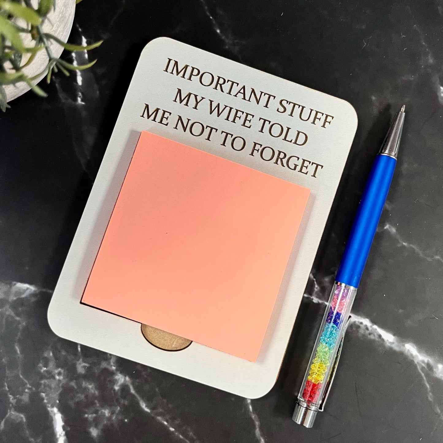 Funny Engraved Post-It Note Holder: Sarcastic Desk Organizer, Note Pad