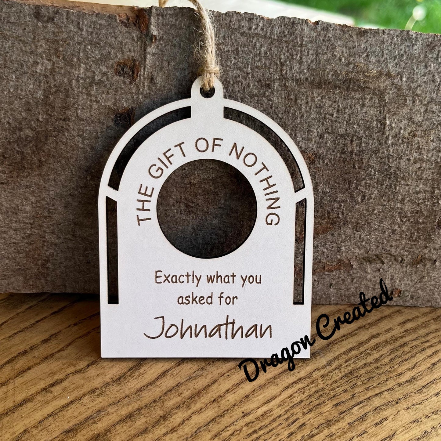 Funny 'Gift of Nothing' Bauble: Personalised Christmas Tree Ornament, Joke Gift