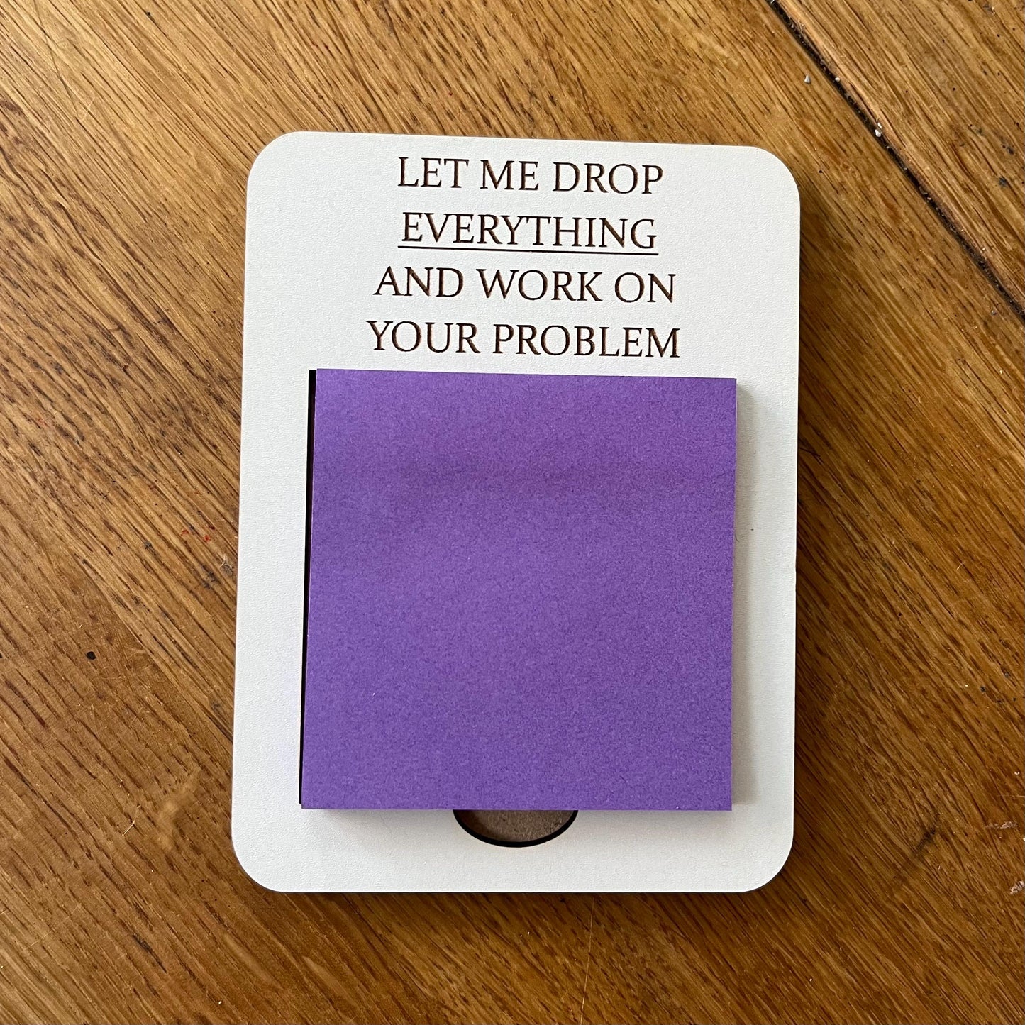 Funny Work Post-It Note Holder: Sarcastic Desk Organizer, Note Pad