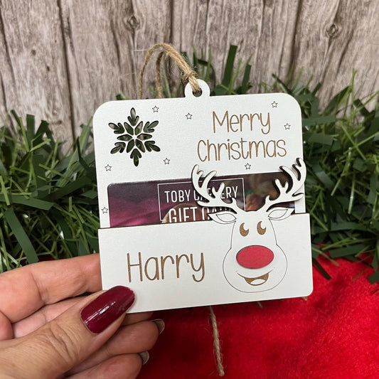 Gift Card Holder, Christmas Tree Ornament, Voucher Holder, Xmas Money Envelope, Wooden Personalised