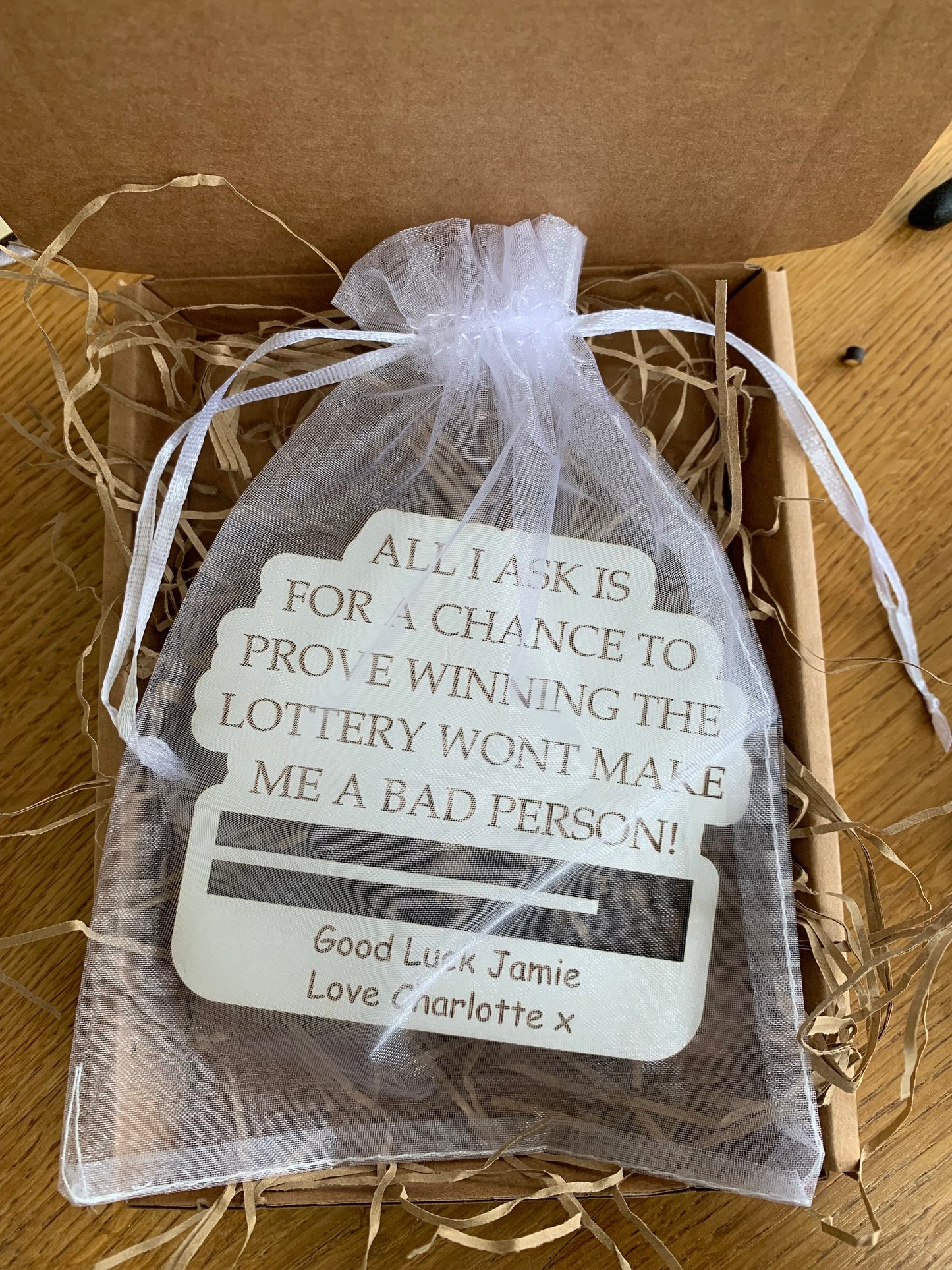 Personalized Wooden Lottery Ticket Holder: Engraved Gift Envelope