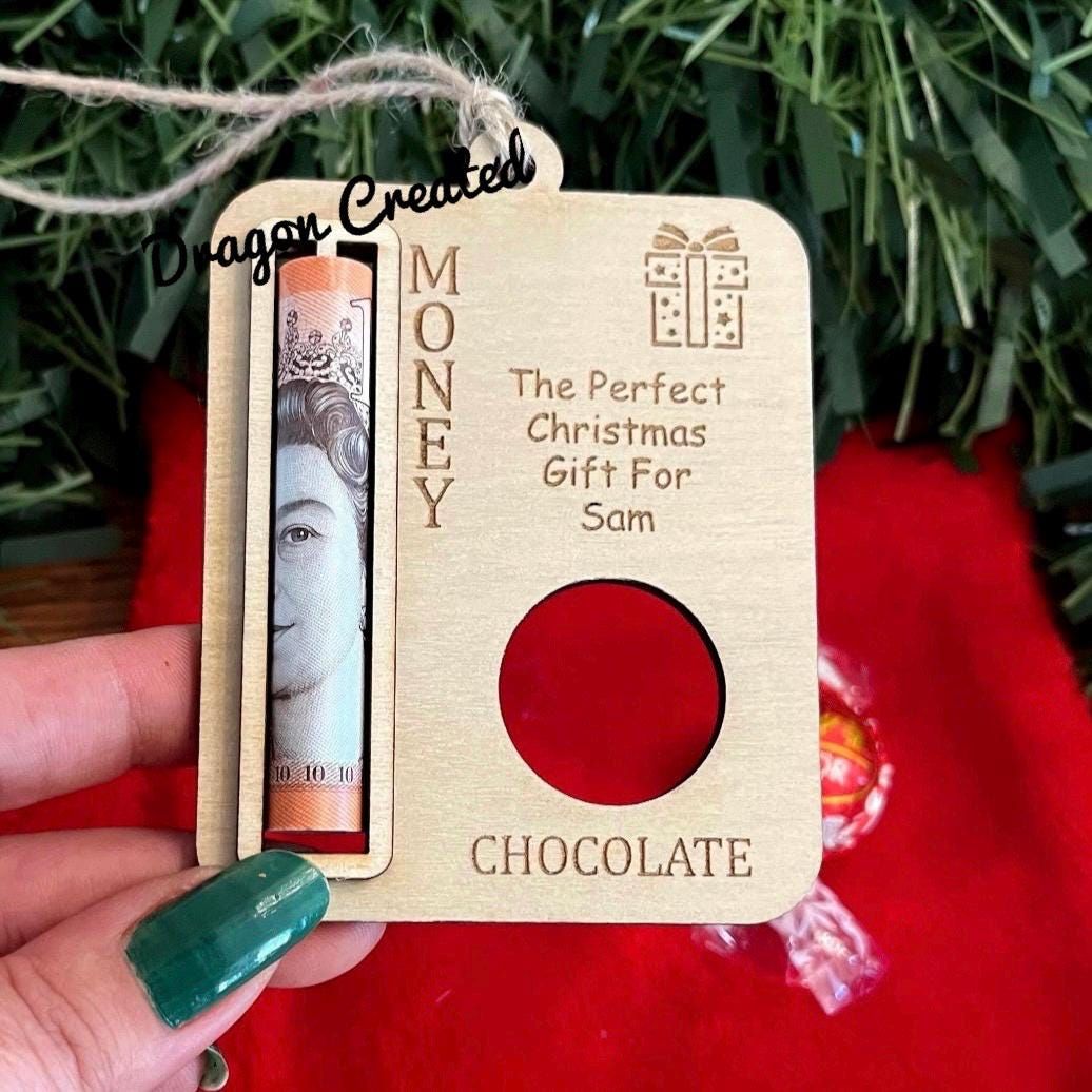 Personalised Christmas Money Holder: Lindor Chocolate And Cash Tree Decoration, Money Envelope