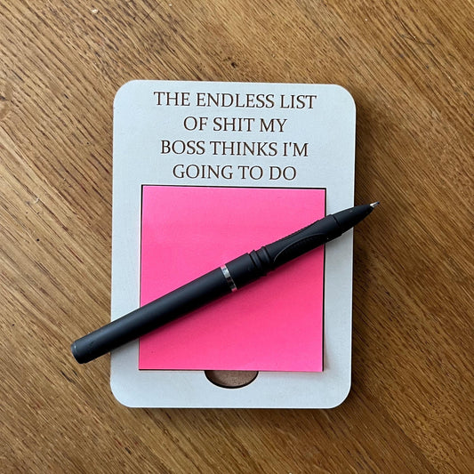 Funny Engraved Post-It Note Holder: Sarcastic Desk Organizer