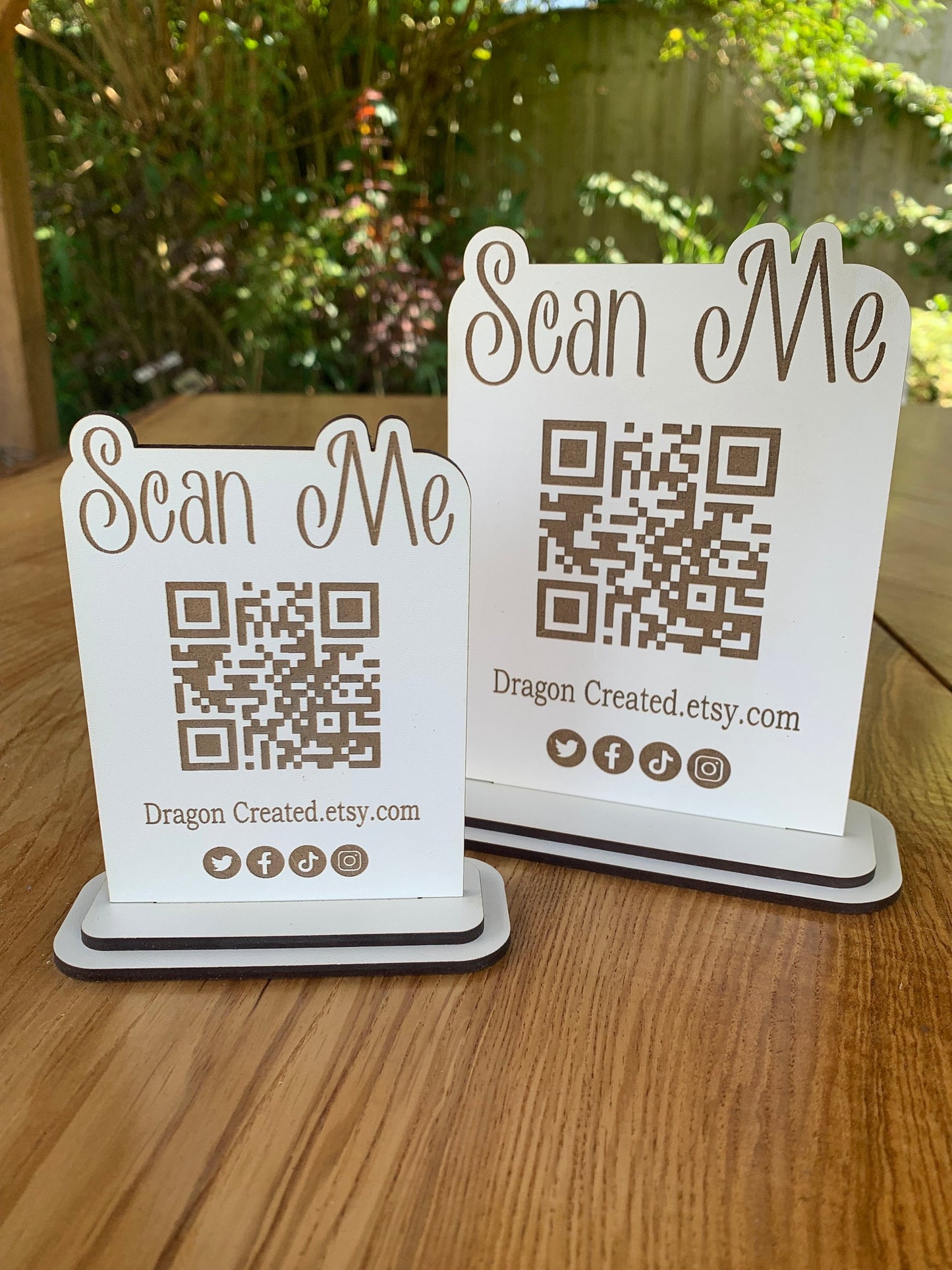 Personalised QR Code Display Stand: Social Media Advertising Sign, Craft Fair Display