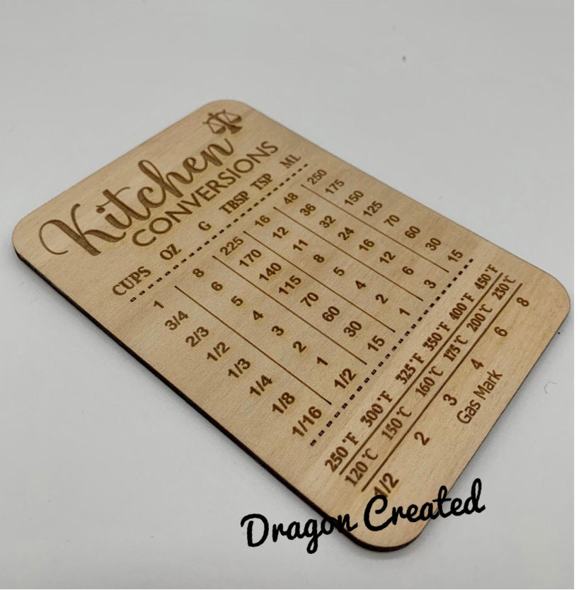 Wooden Kitchen Conversion Chart Magnet: Baker's Gift