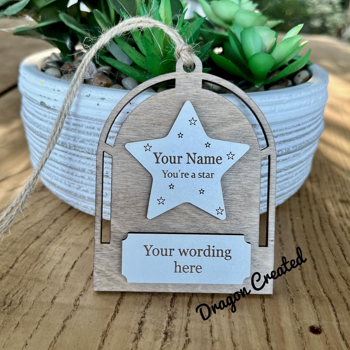 Personalised Wooden Star Gift: Teacher Appreciation, Congratulations Achievement Award,  Exam Success